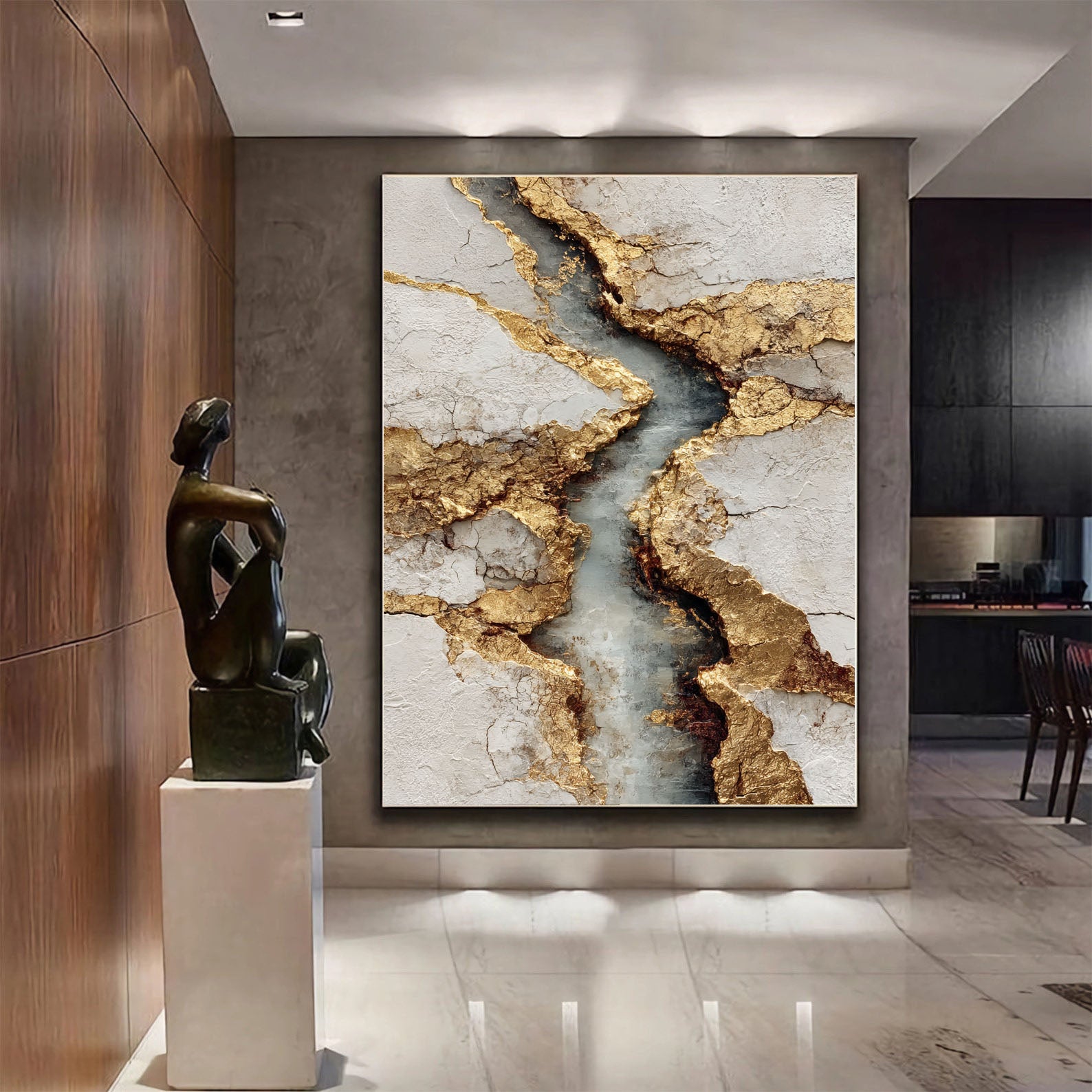 Textured Golden Veins | Gray Gold