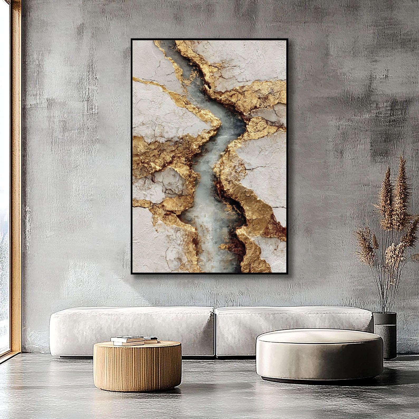 Textured Golden Veins | Gray Gold