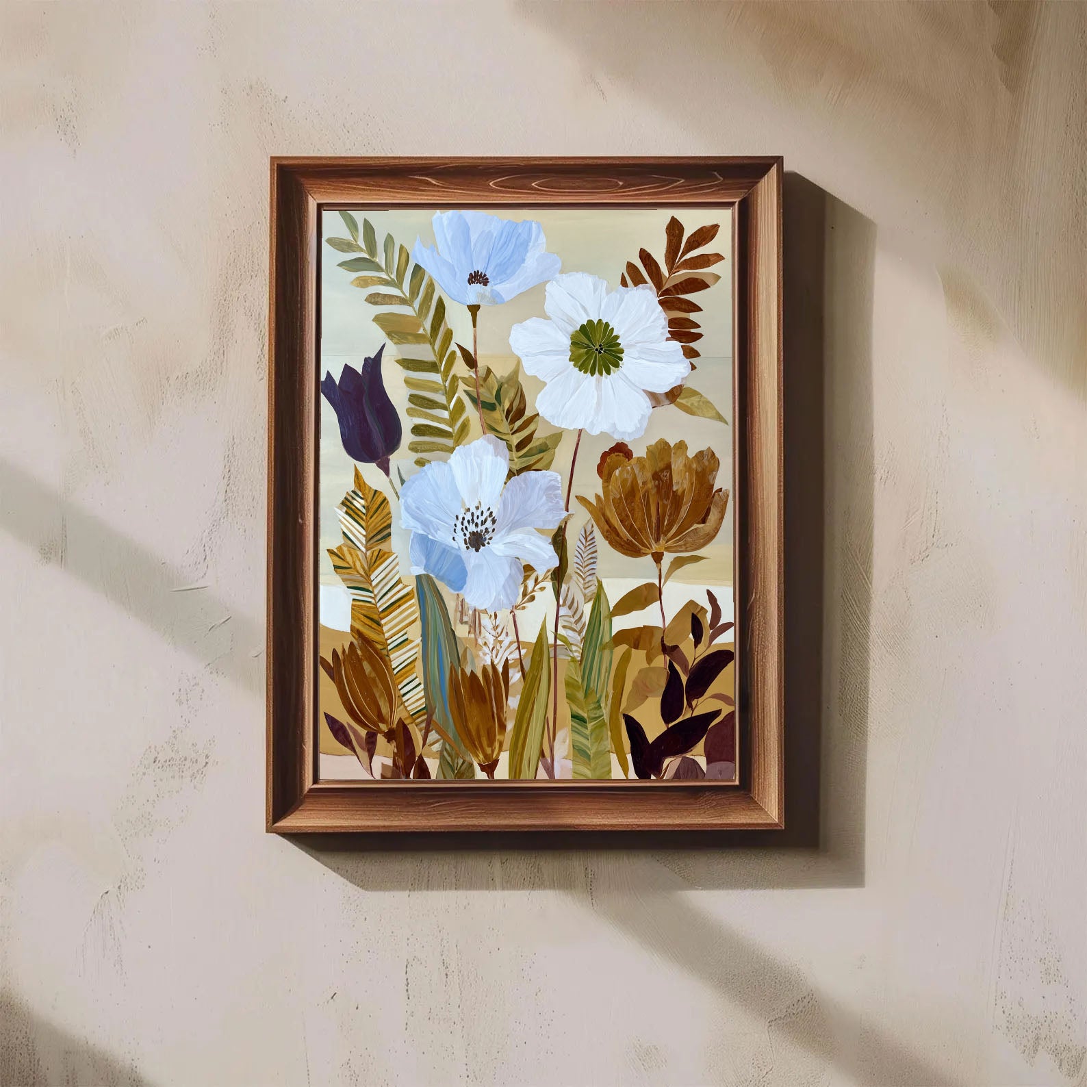 Textured Floral Harmony | Blue Brown