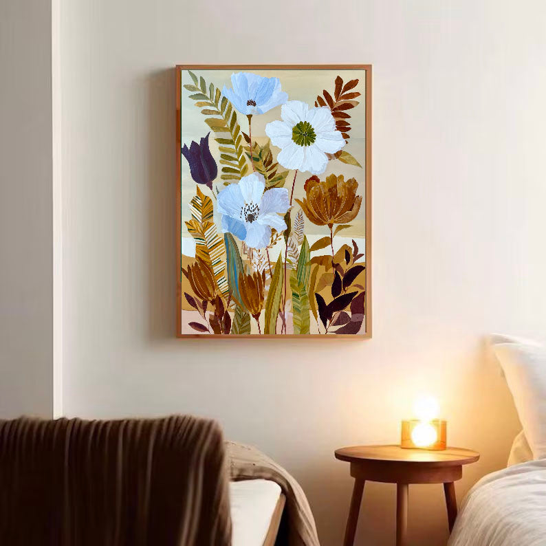 Textured Floral Harmony | Blue Brown