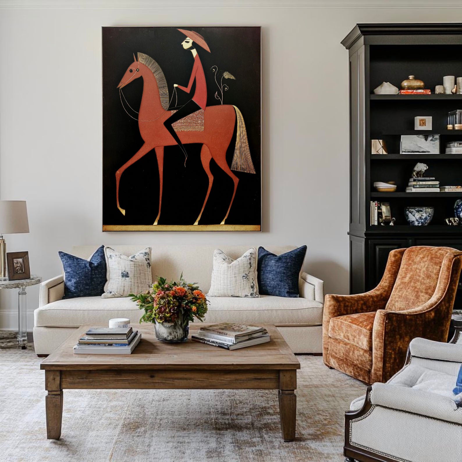 Textured Equestrian Charm | Red Black