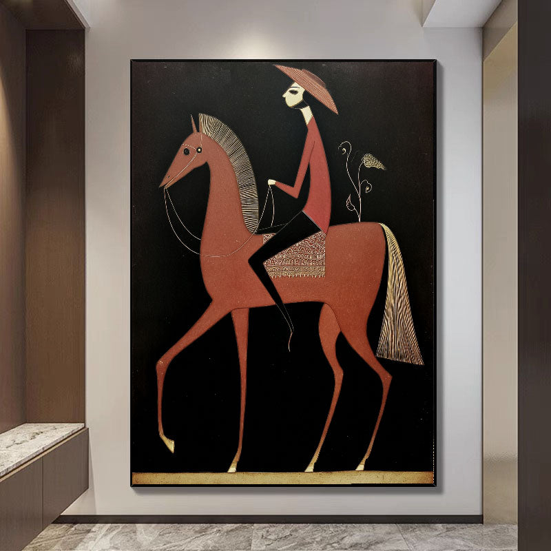 Textured Equestrian Charm | Red Black