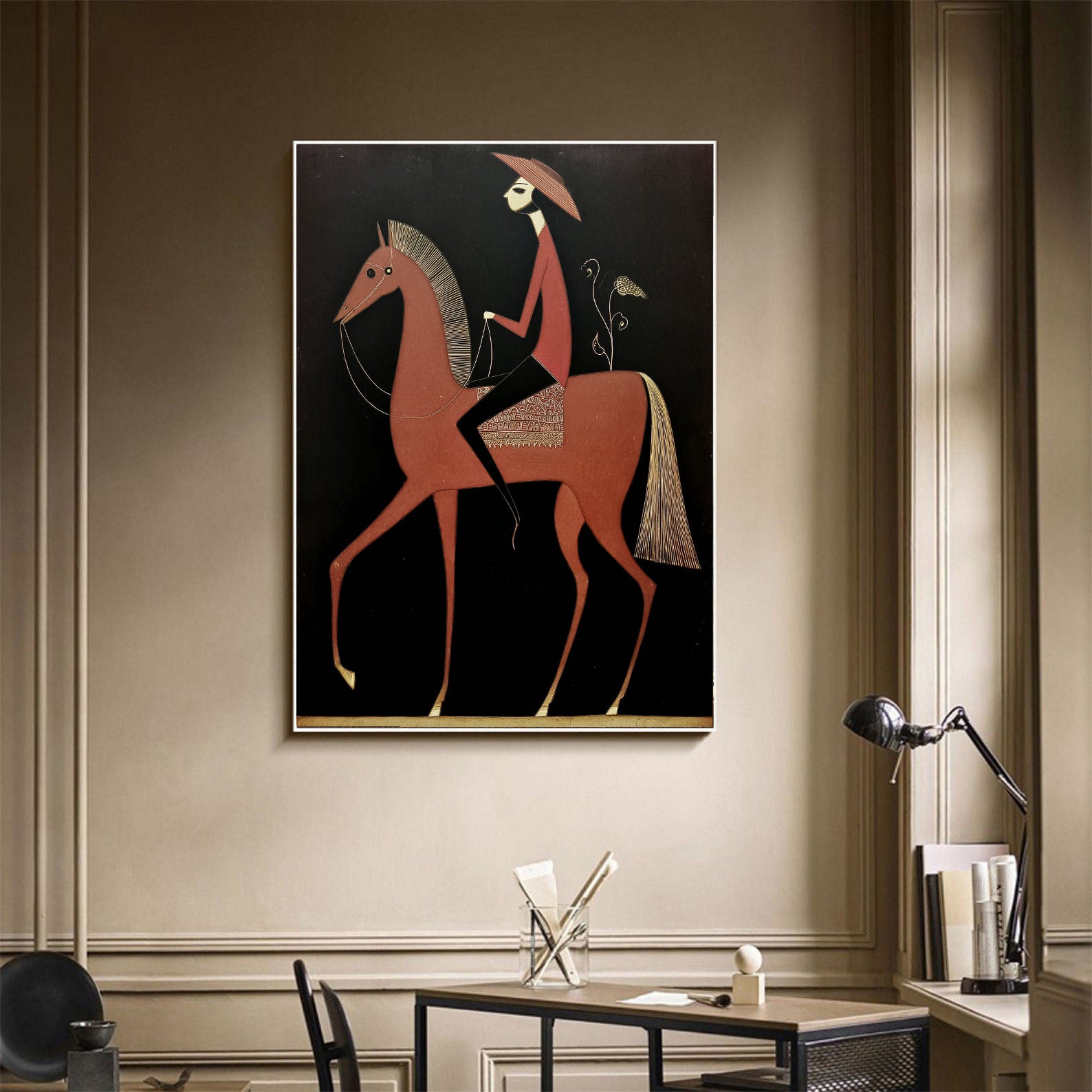 Textured Equestrian Charm | Red Black