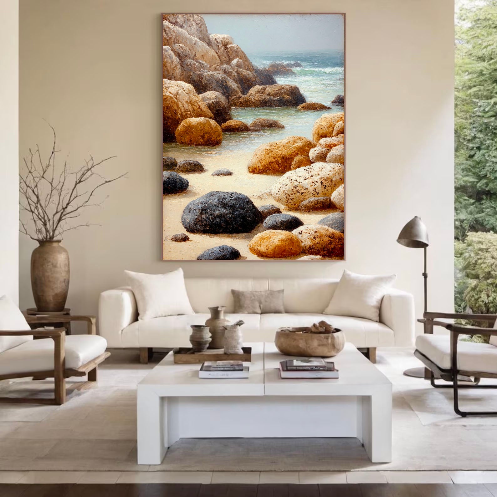 Textured Coastal Rocks | Beige Blue