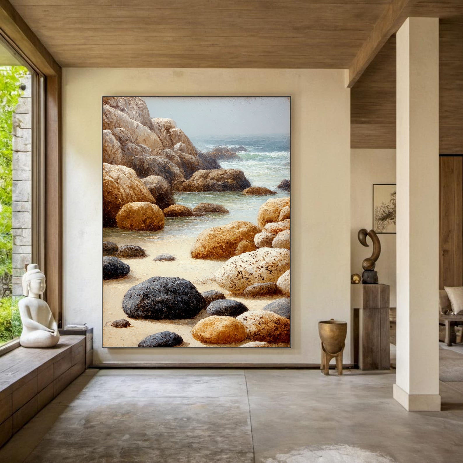 Textured Coastal Rocks | Beige Blue