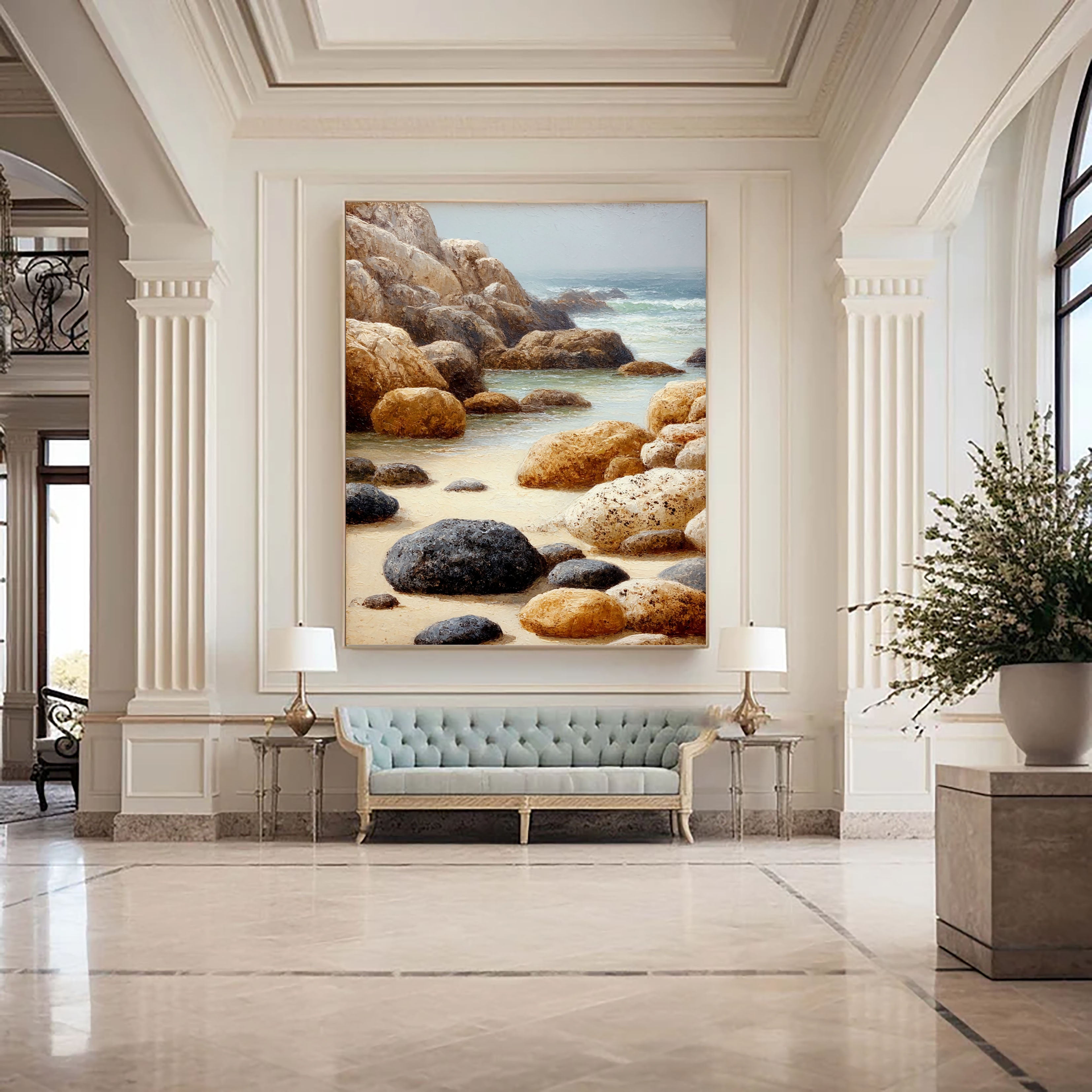 Textured Coastal Rocks | Beige Blue