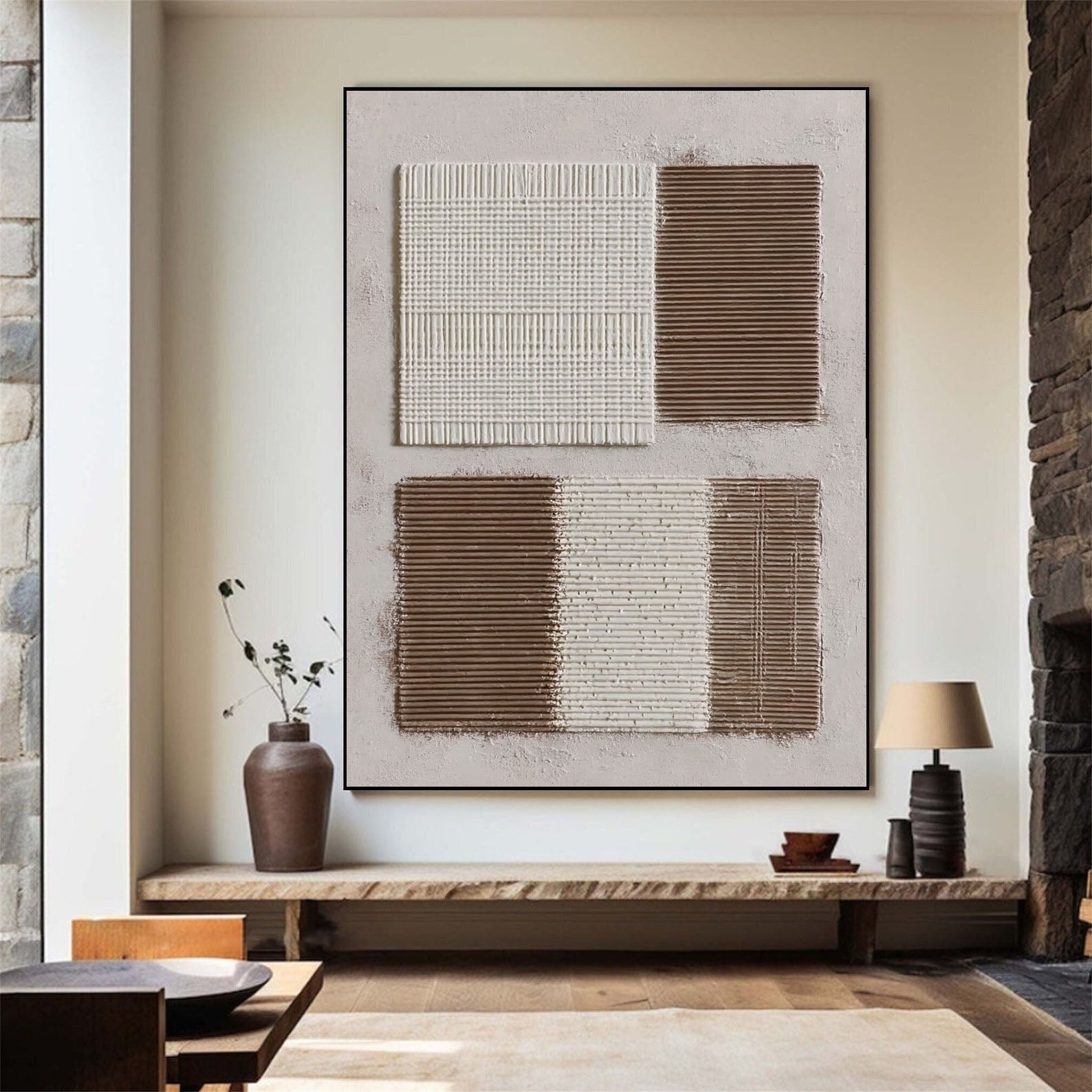 Textured Geometric Minimalism | Beige Brown