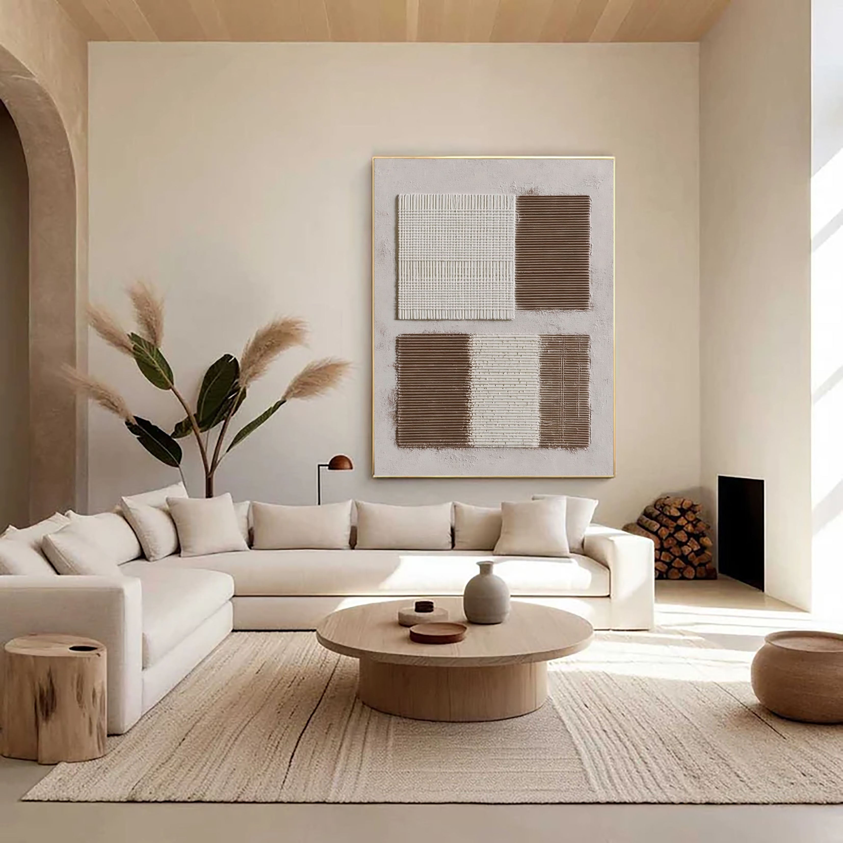 Textured Geometric Minimalism | Beige Brown