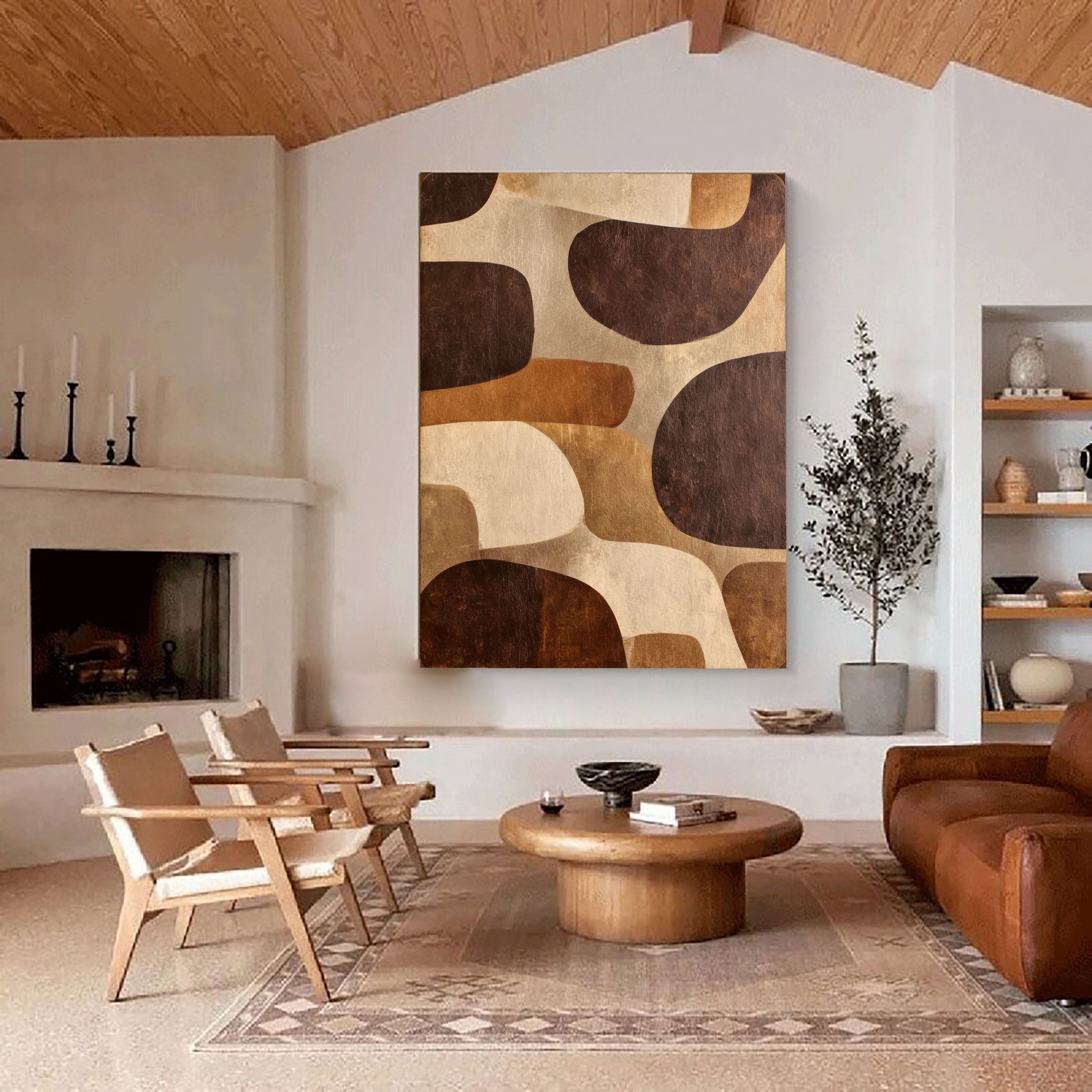 Textured Geometric Warmth | Brown Beige