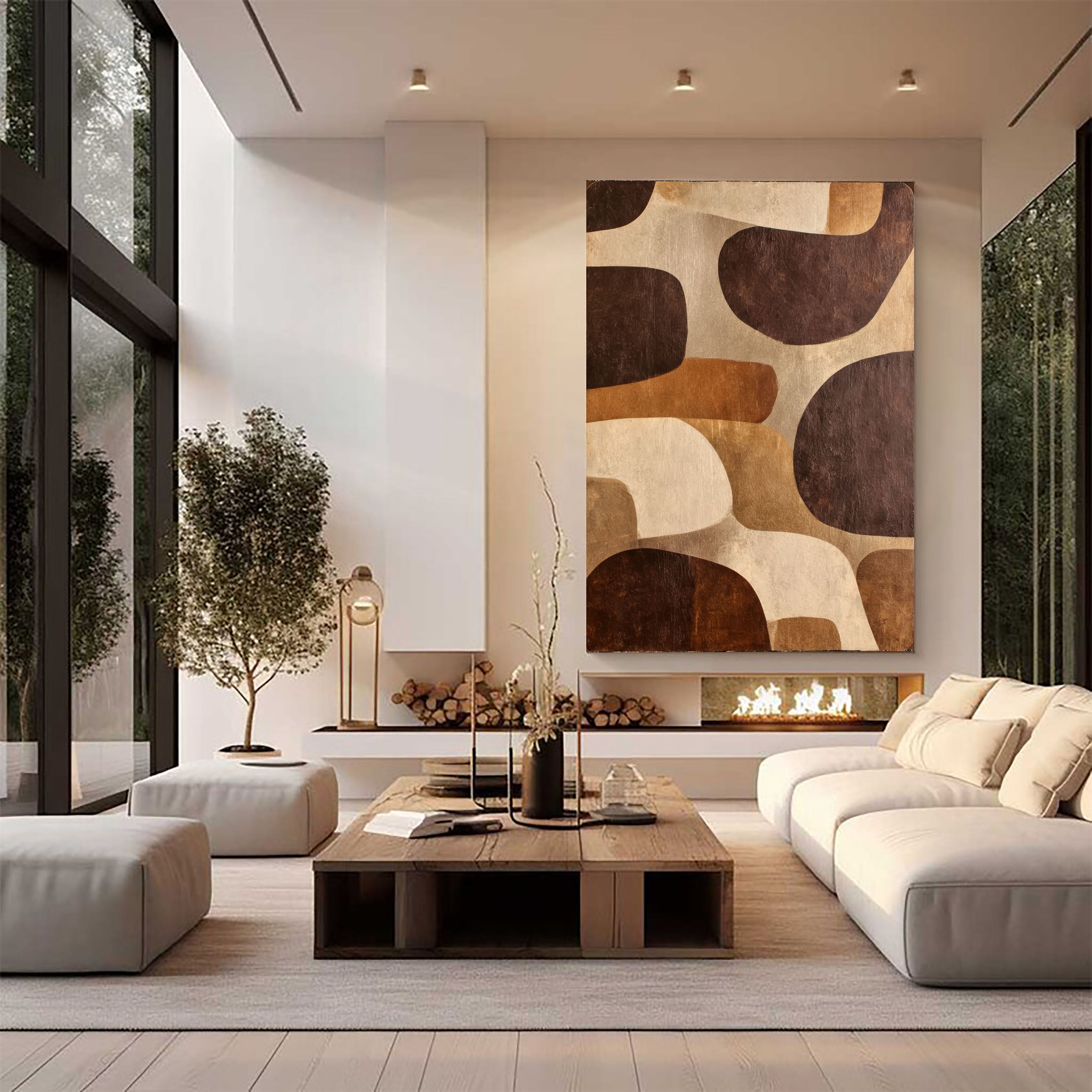 Textured Geometric Warmth | Brown Beige