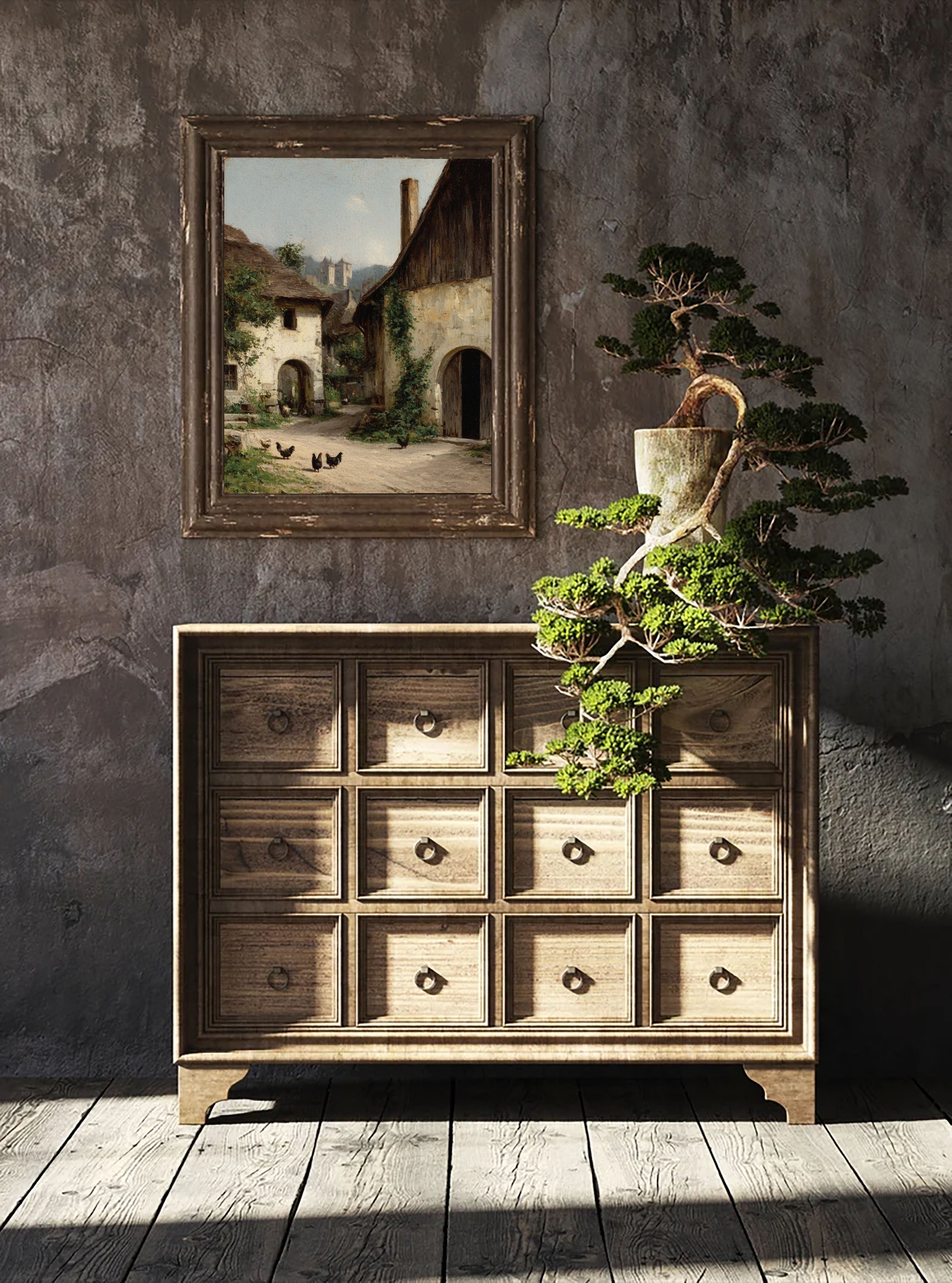 Textured Rural Charm | Beige Green