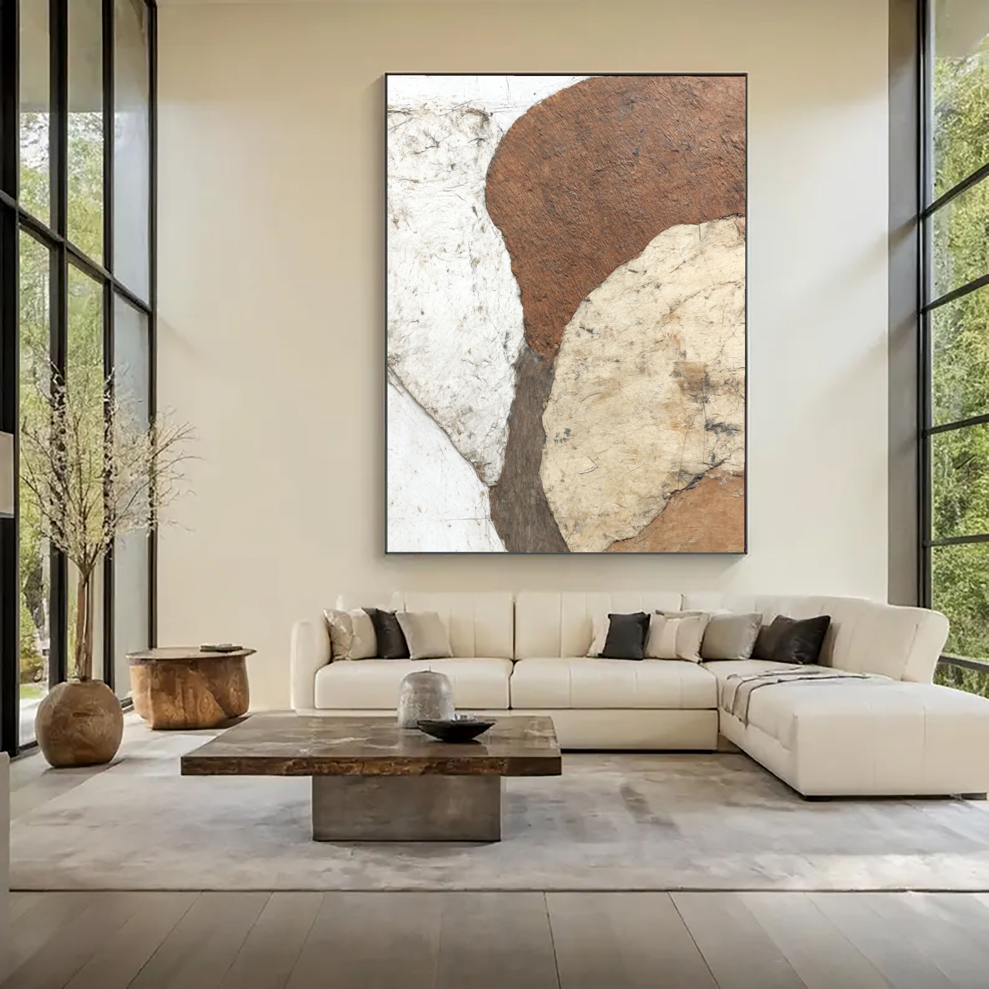 Textured Geometric Earth | Brown Accent