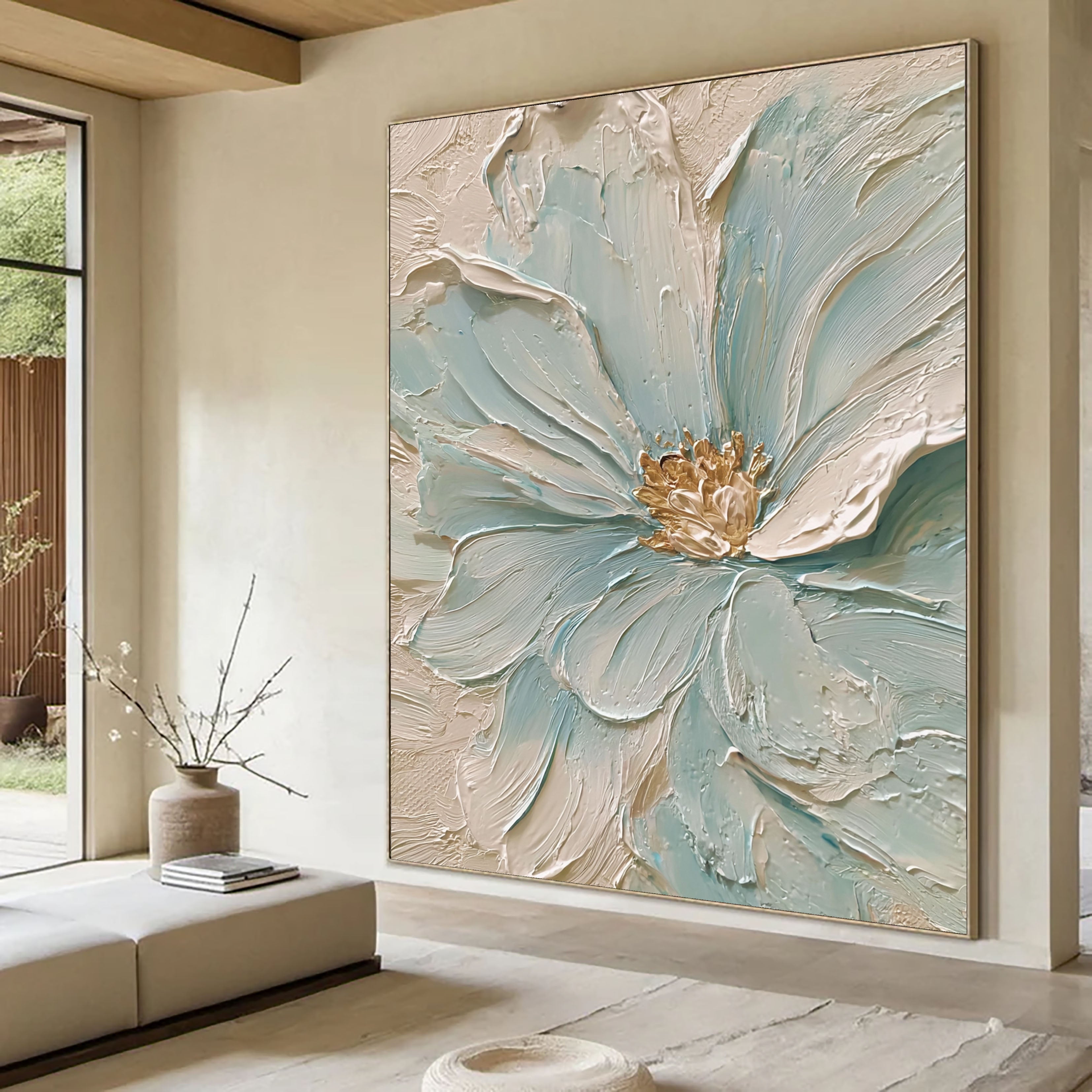 Textured Aqua Blooms | Gilded Core