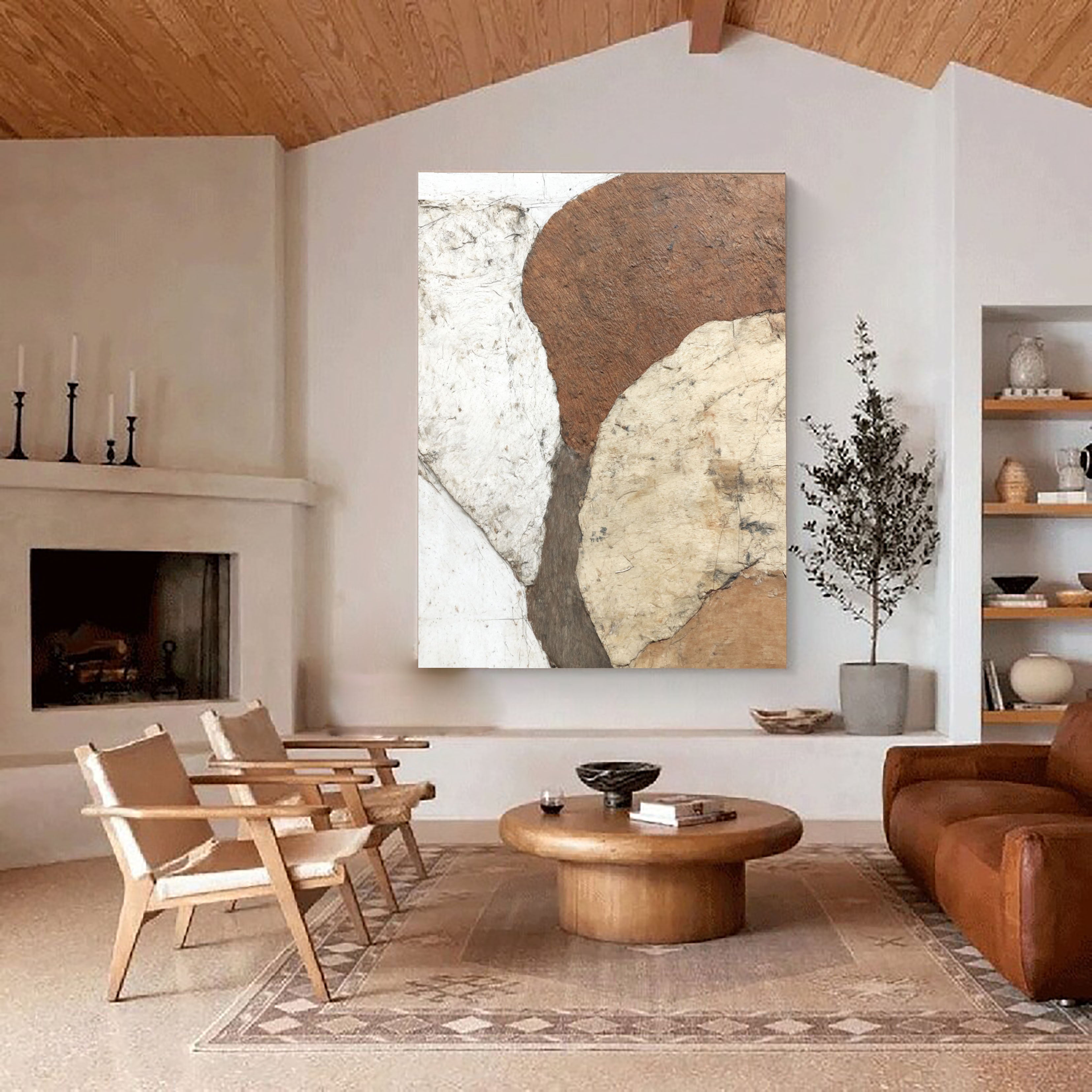 Textured Geometric Earth | Brown Accent