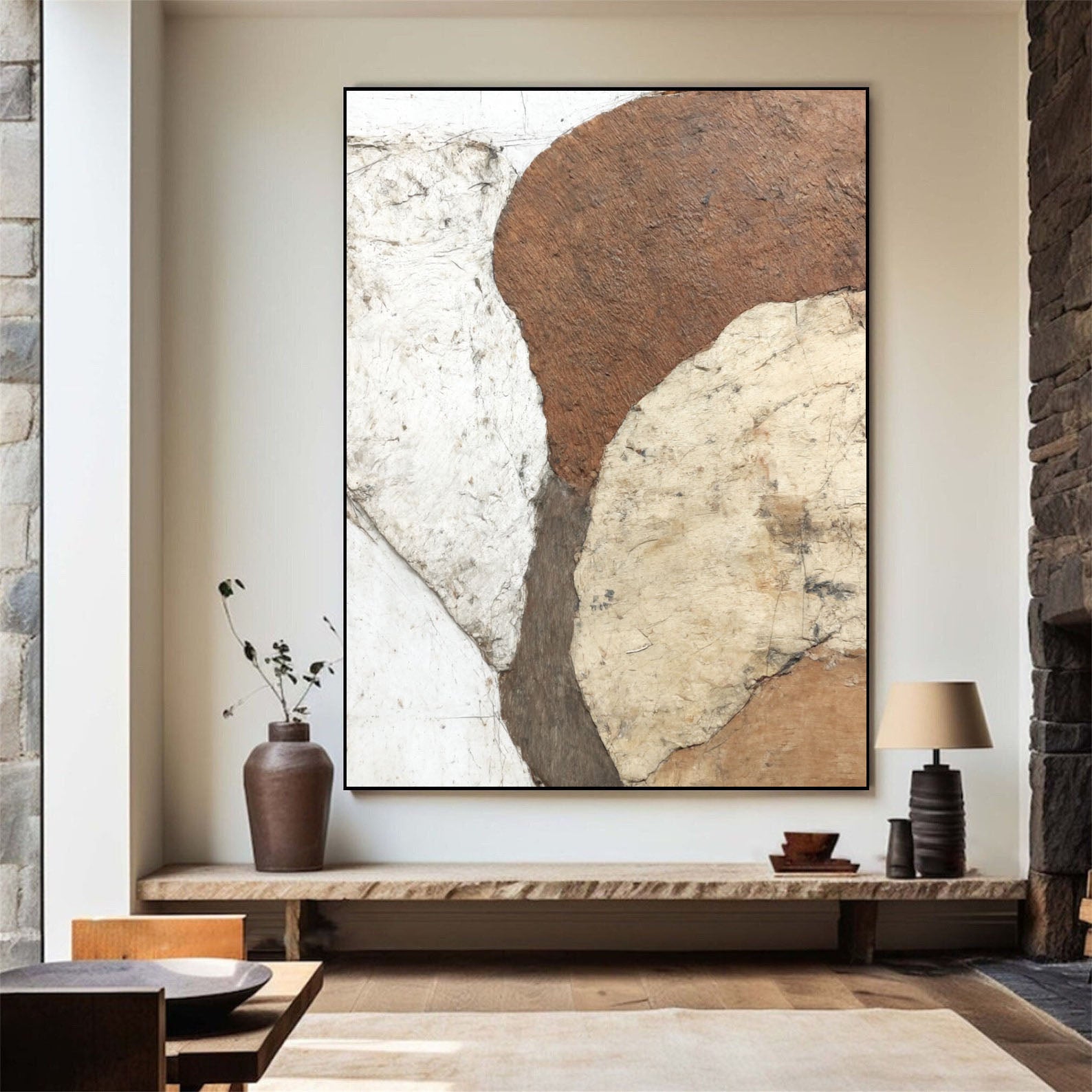 Textured Geometric Earth | Brown Accent
