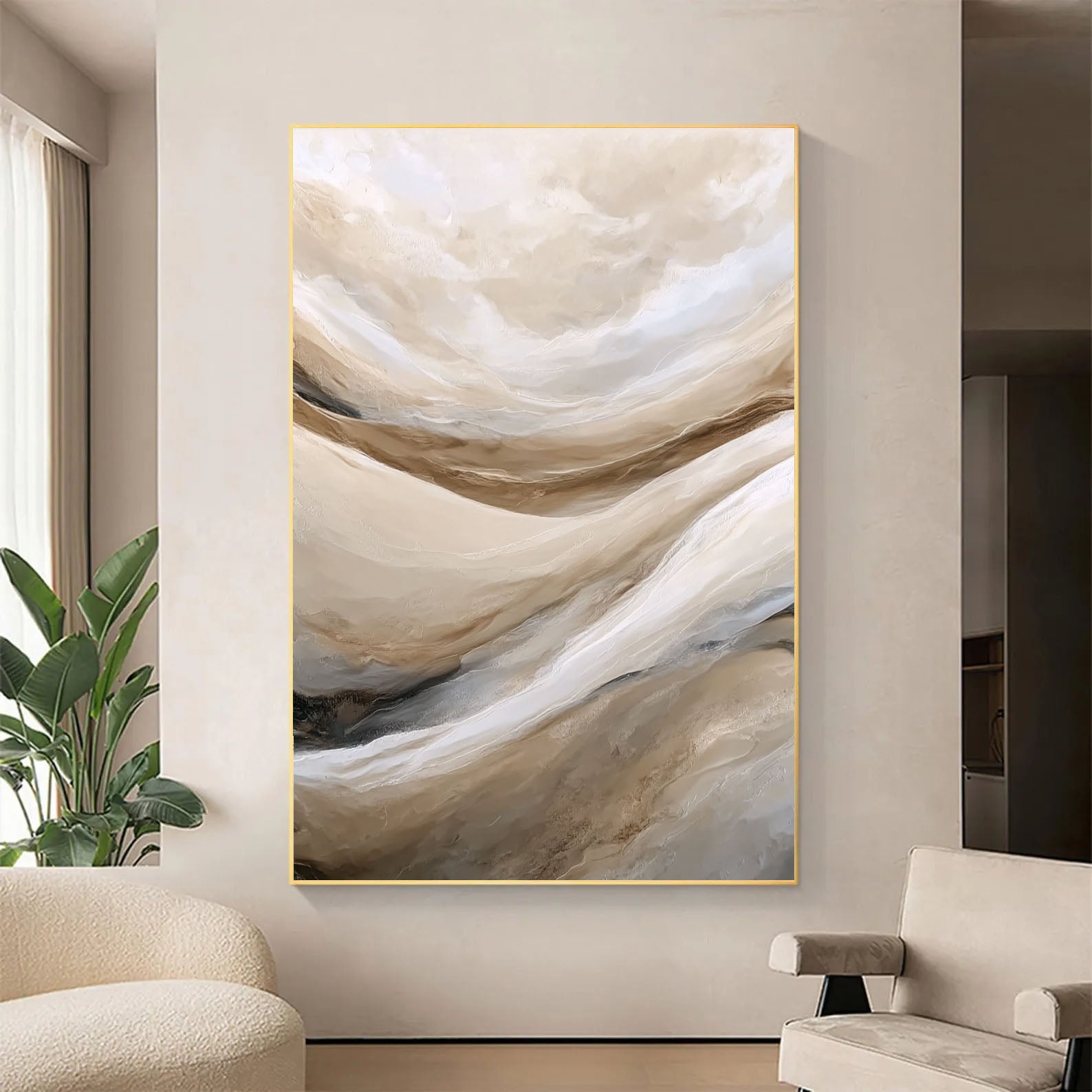 Textured Landscape Flow | Beige Wave