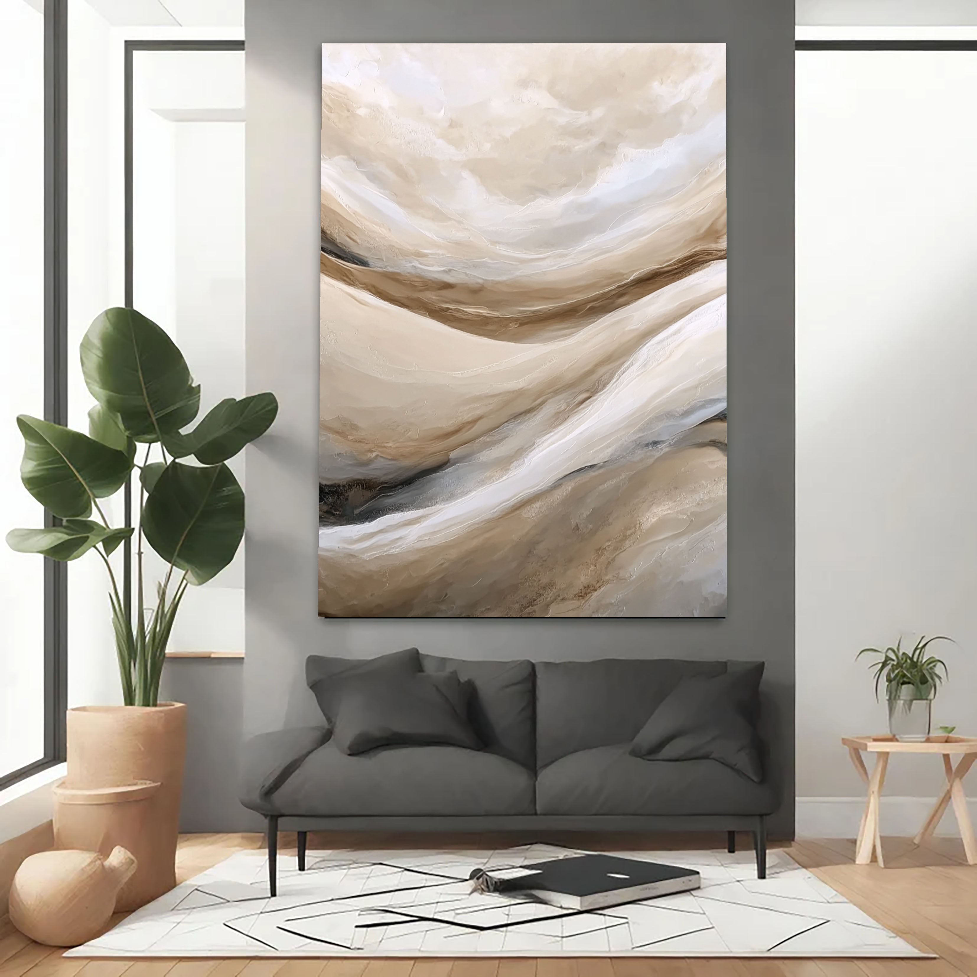Textured Landscape Flow | Beige Wave