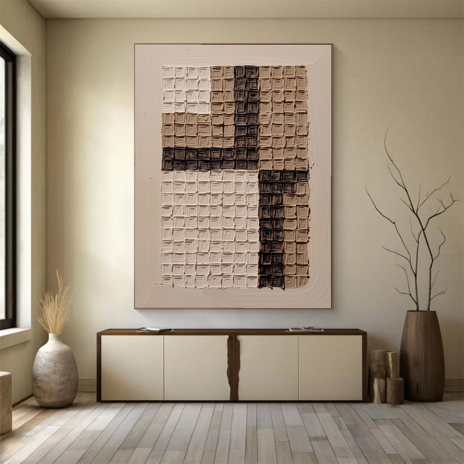 Textured Grid Relief | Neutral Tones