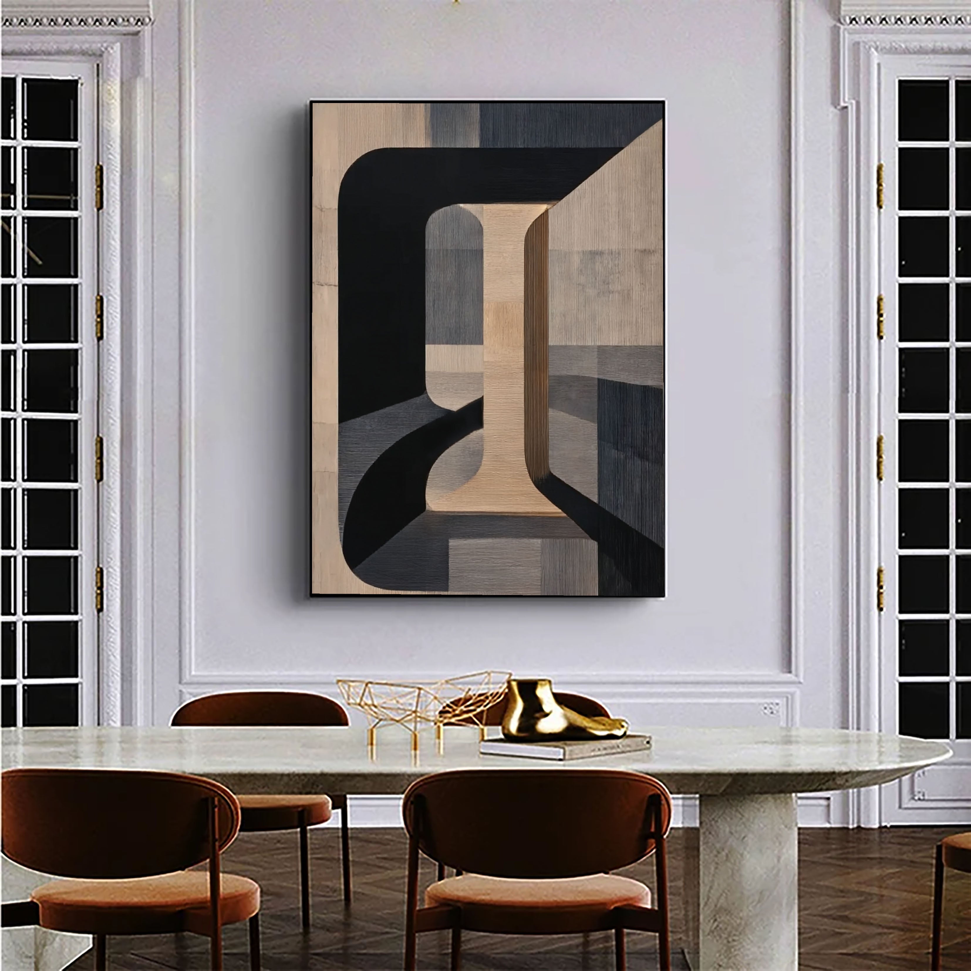 Textured Geometric Depth | Beige Arch