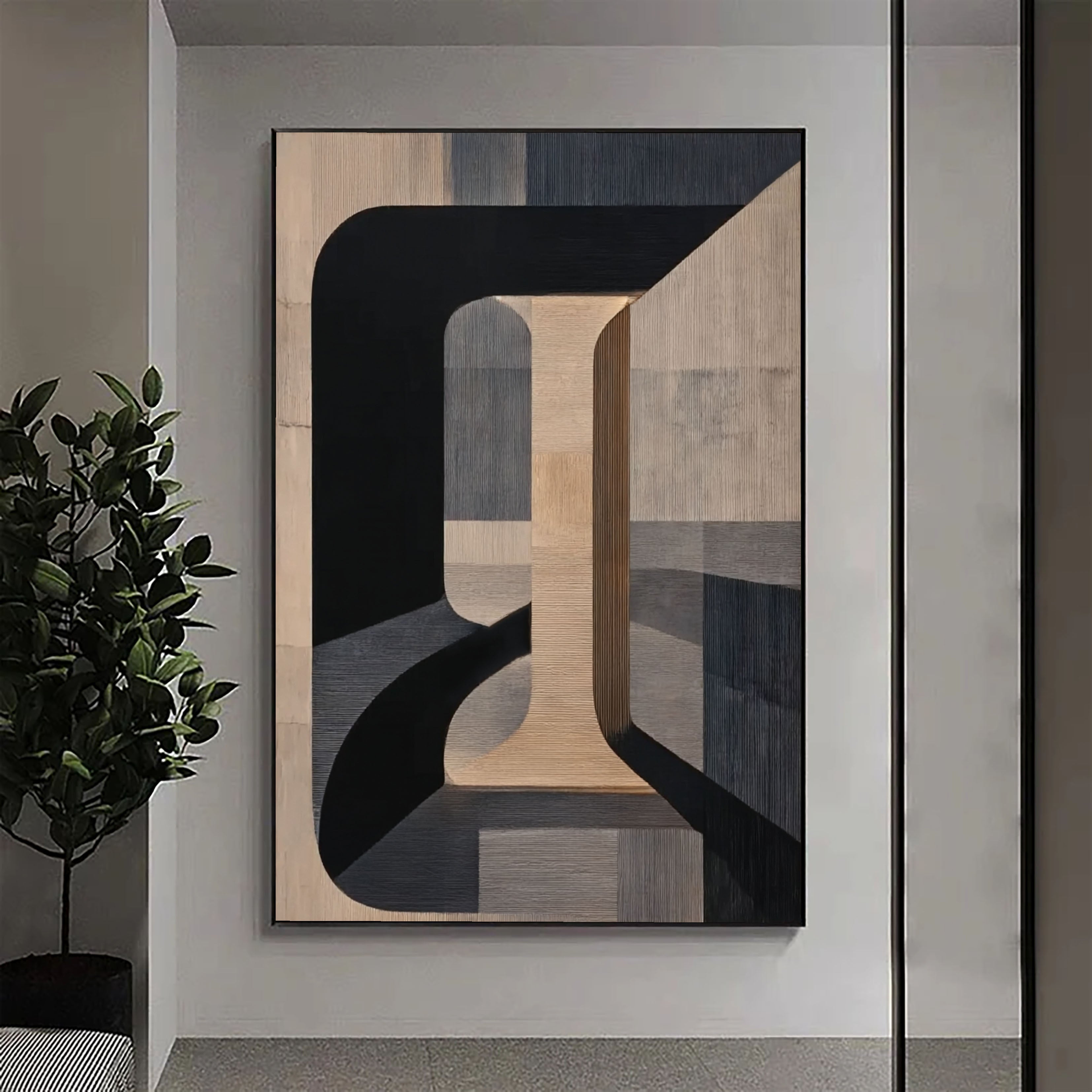 Textured Geometric Depth | Beige Arch