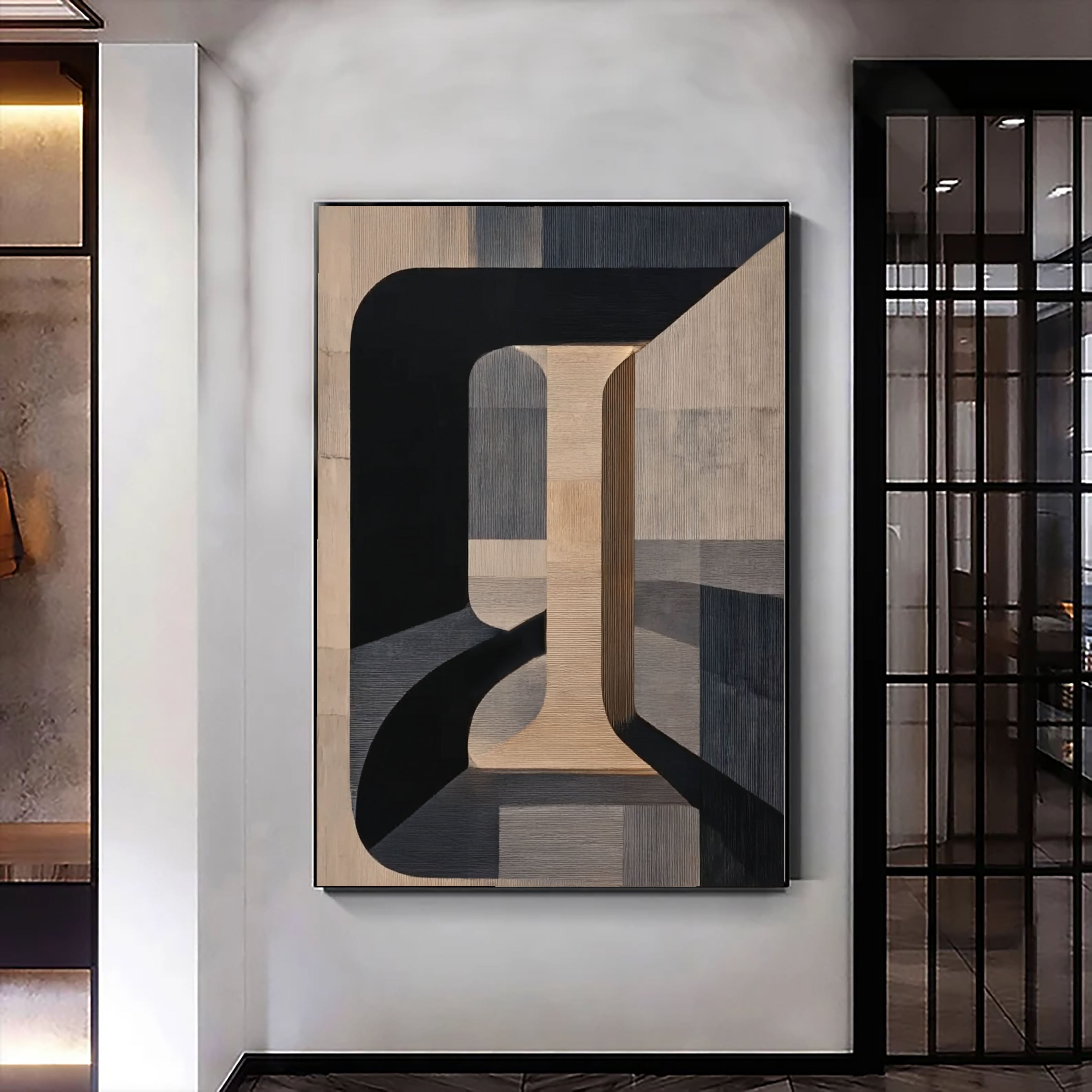 Textured Geometric Depth | Beige Arch