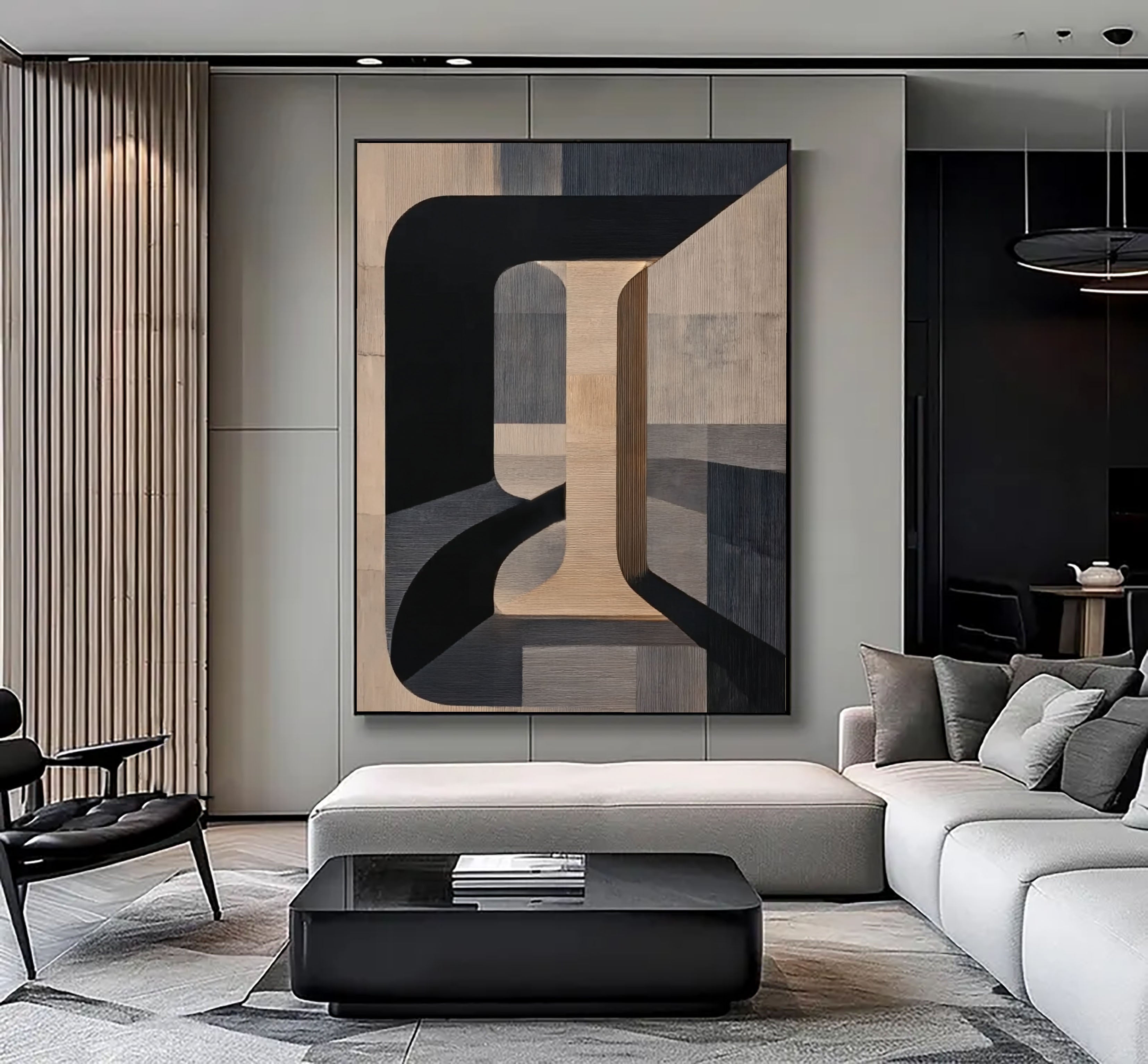 Textured Geometric Depth | Beige Arch