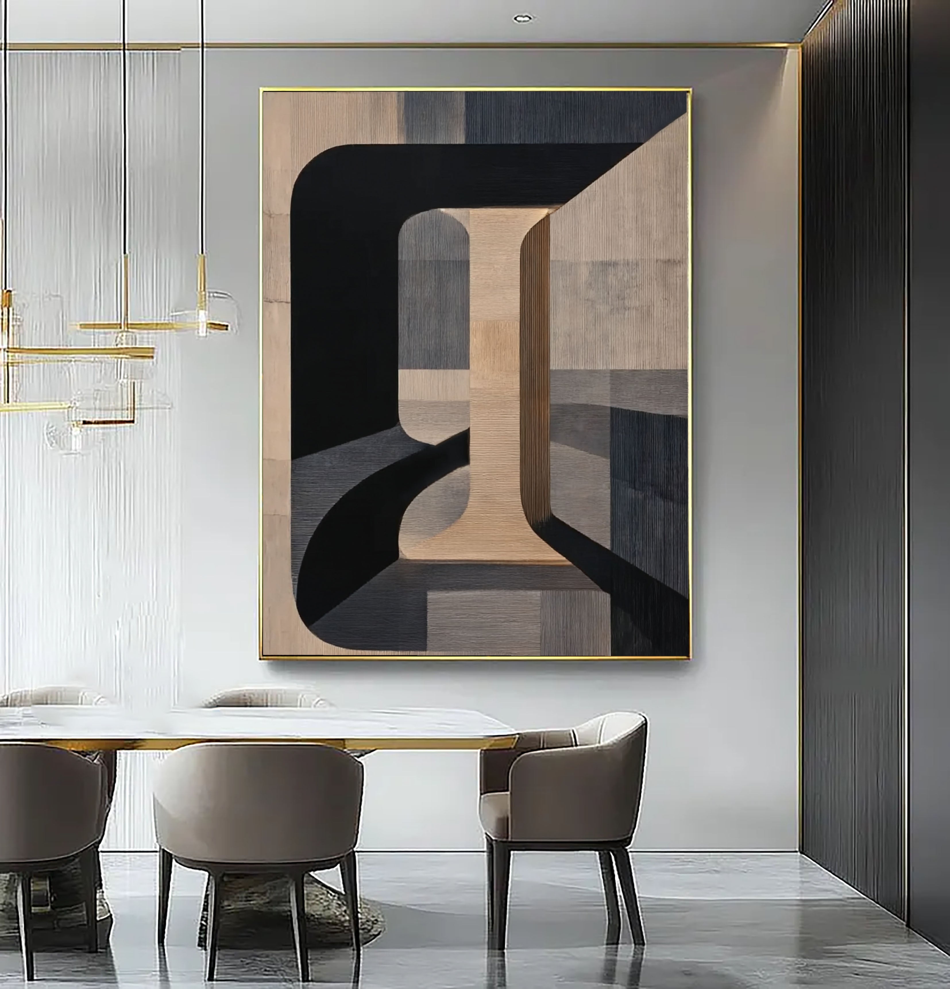 Textured Geometric Depth | Beige Arch