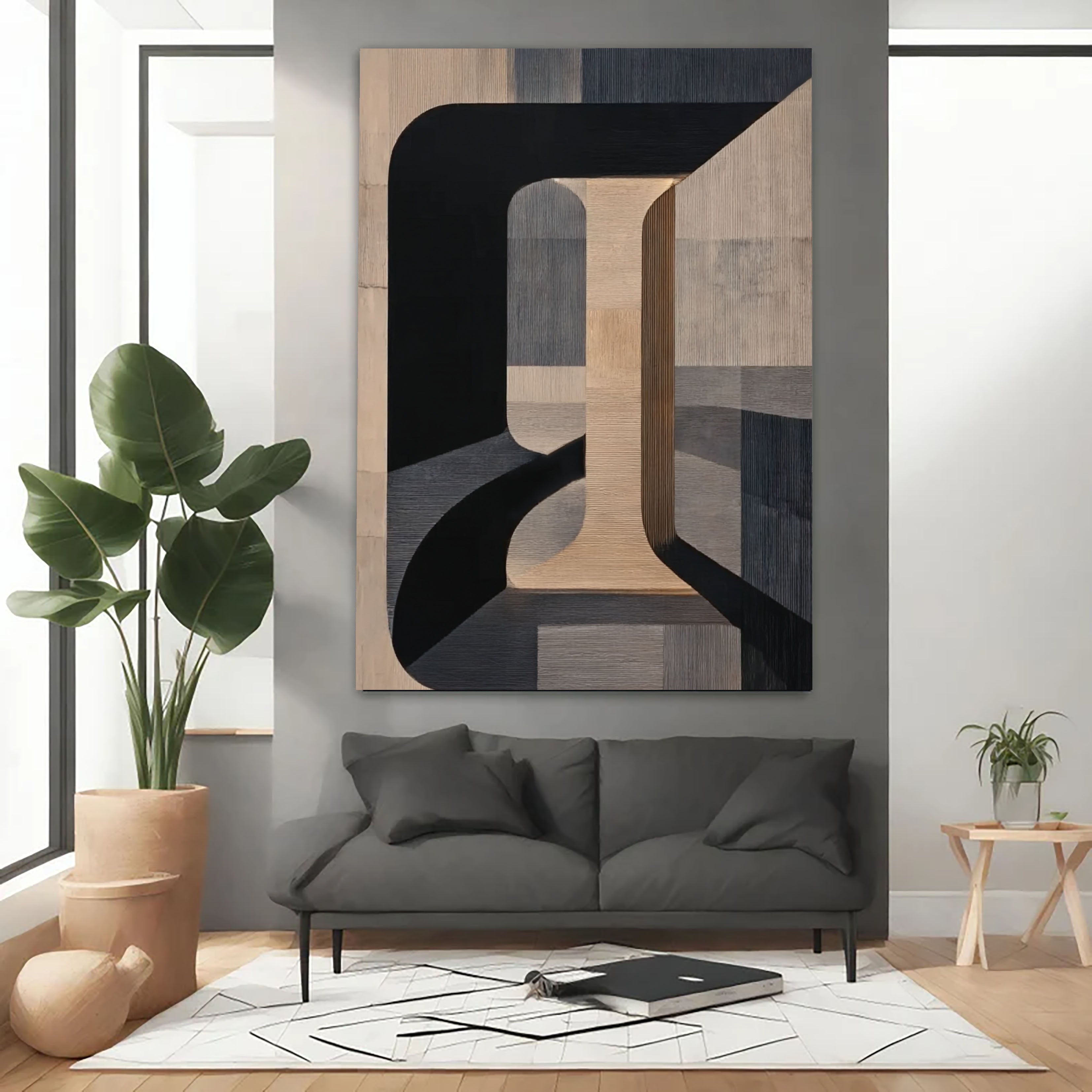 Textured Geometric Depth | Beige Arch