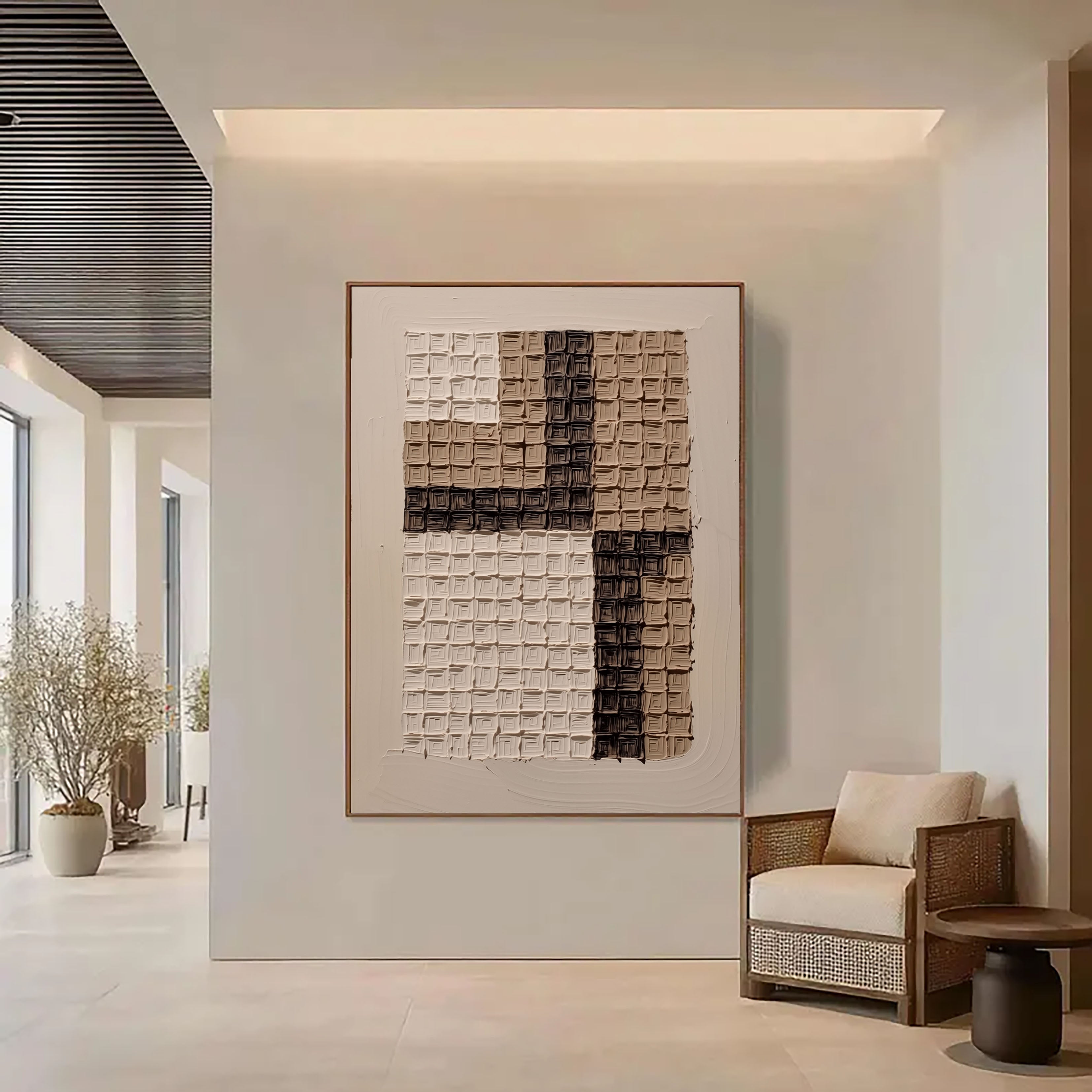 Textured Grid Relief | Neutral Tones