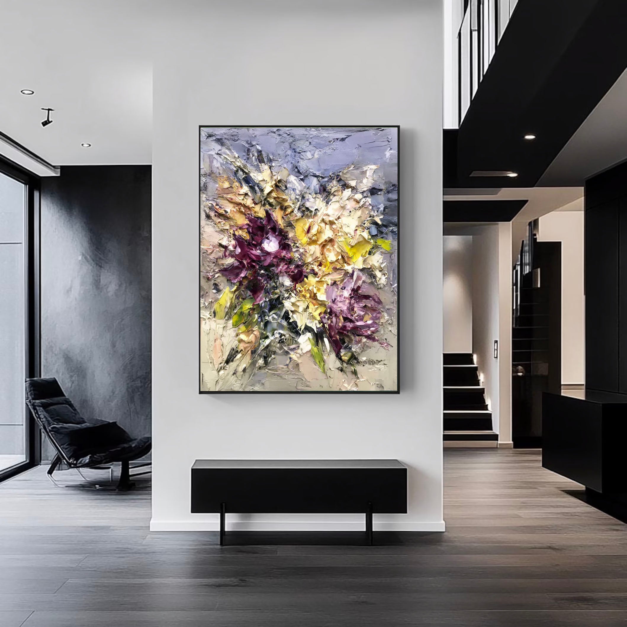 Textured Impasto Blooms | Plum Gold