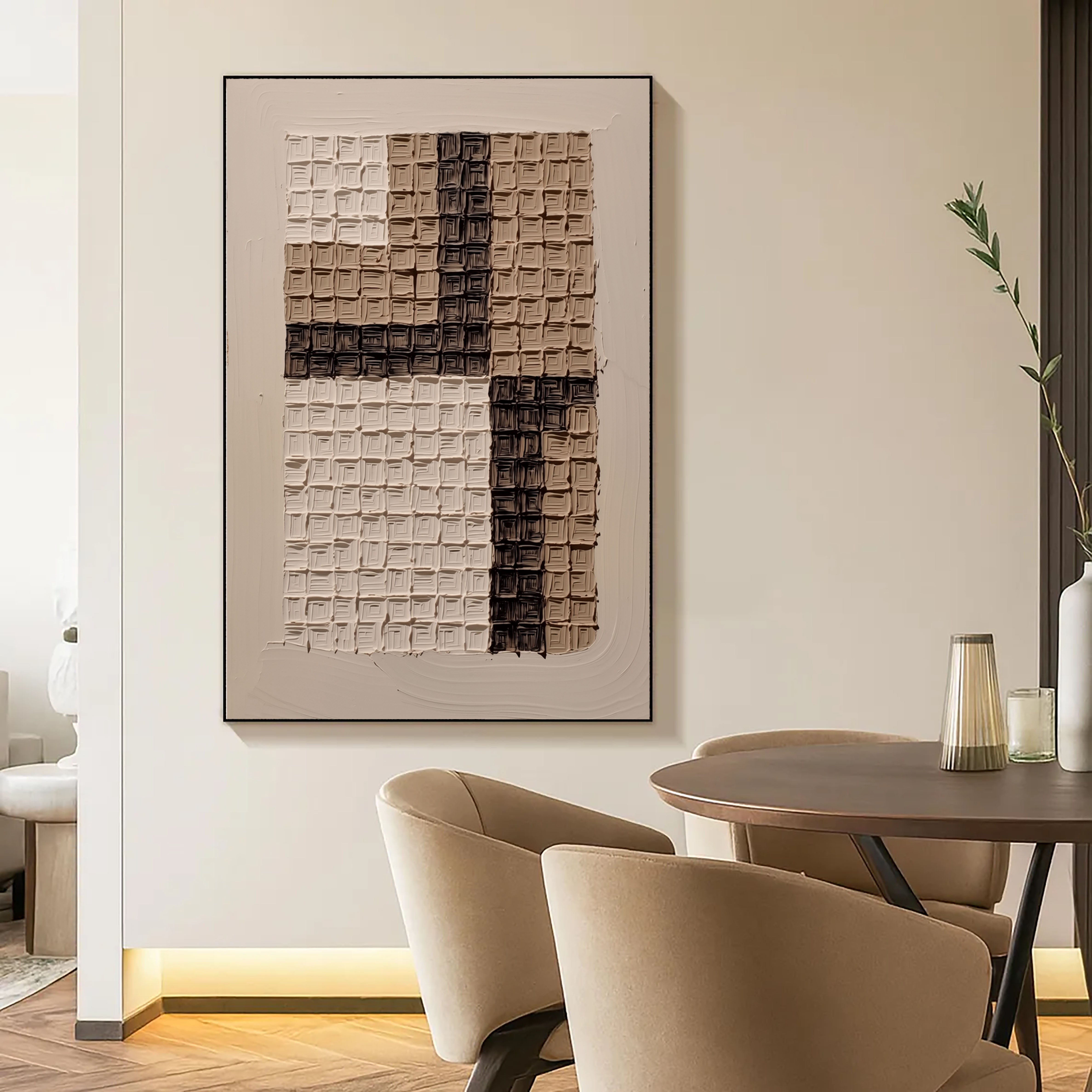 Textured Grid Relief | Neutral Tones