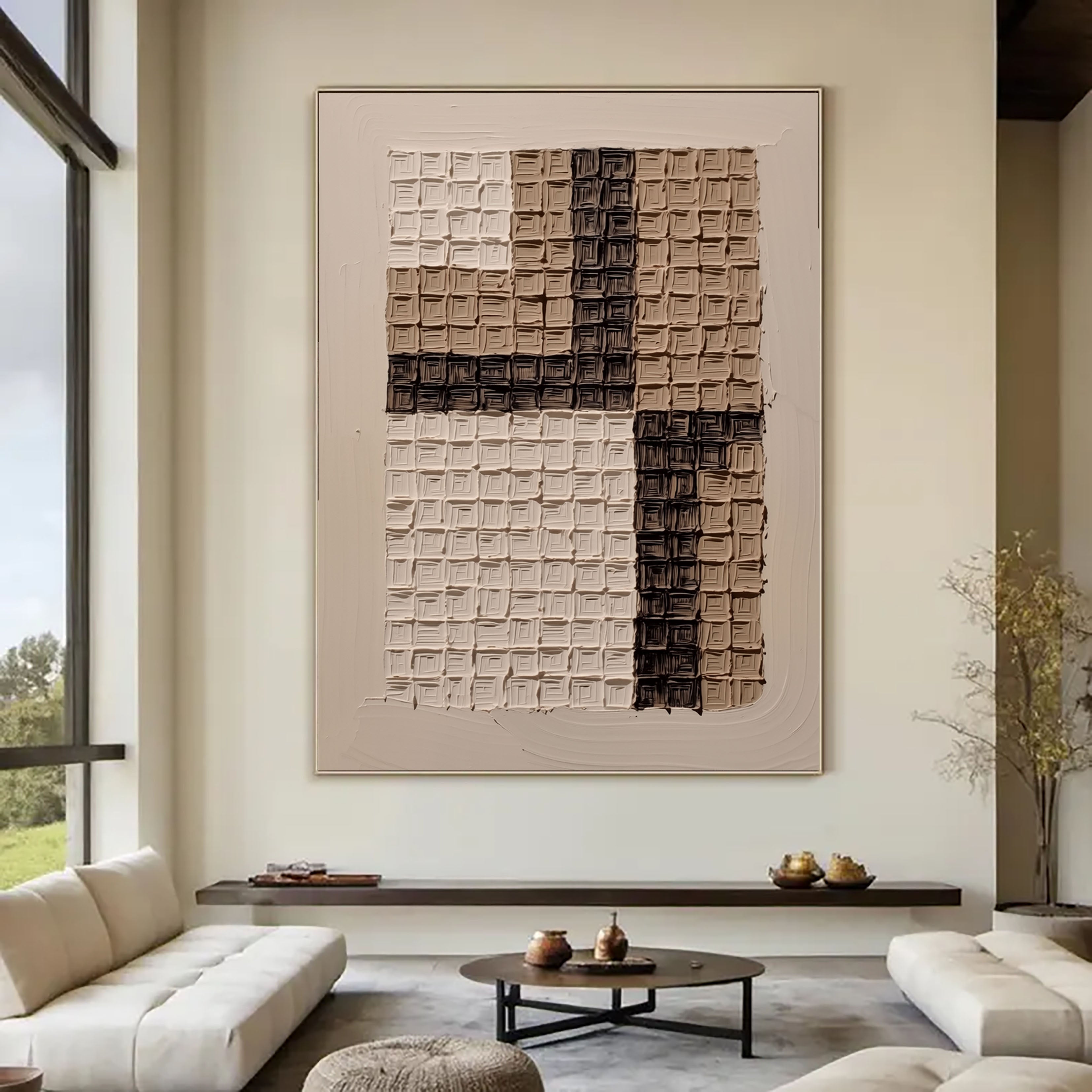 Textured Grid Relief | Neutral Tones