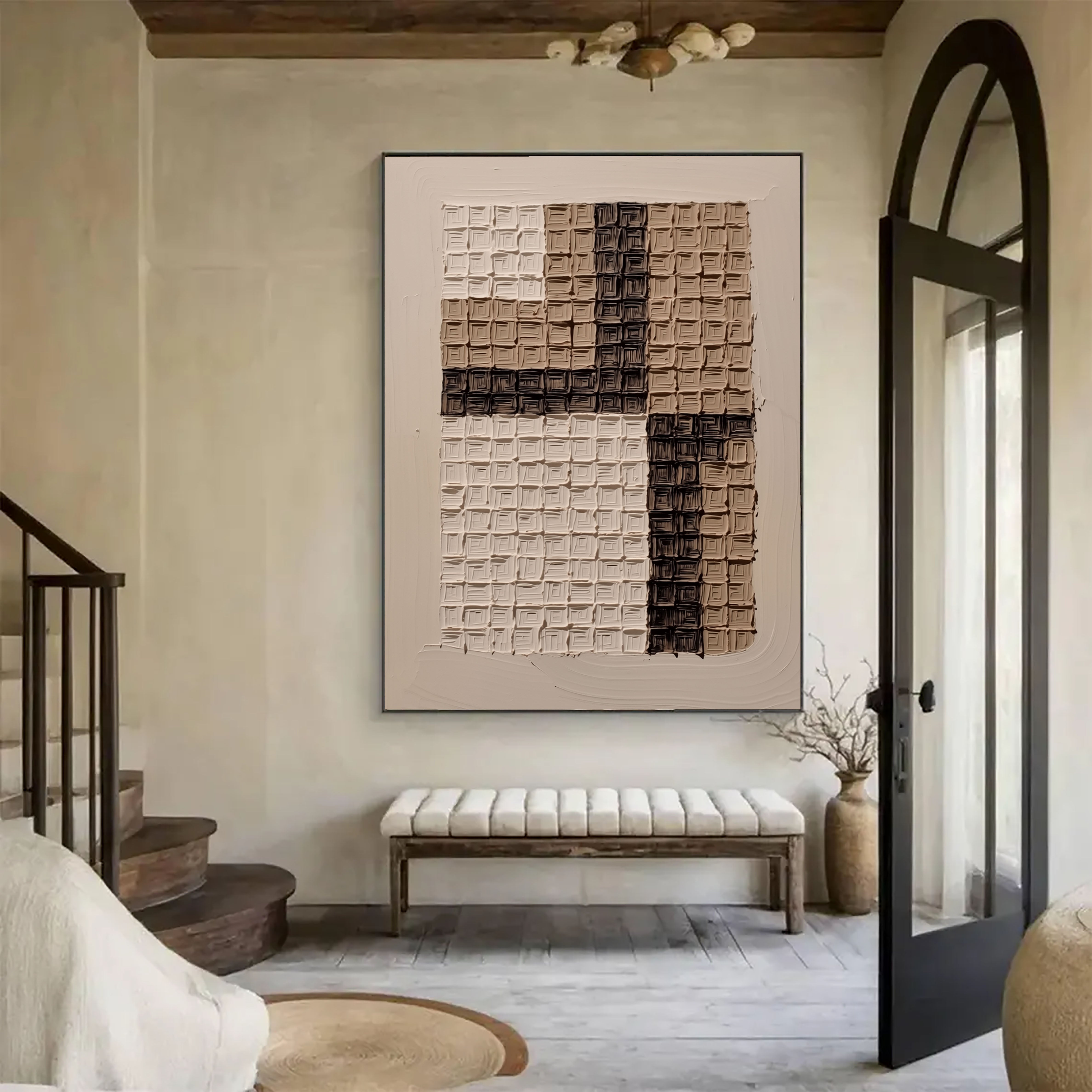Textured Grid Relief | Neutral Tones