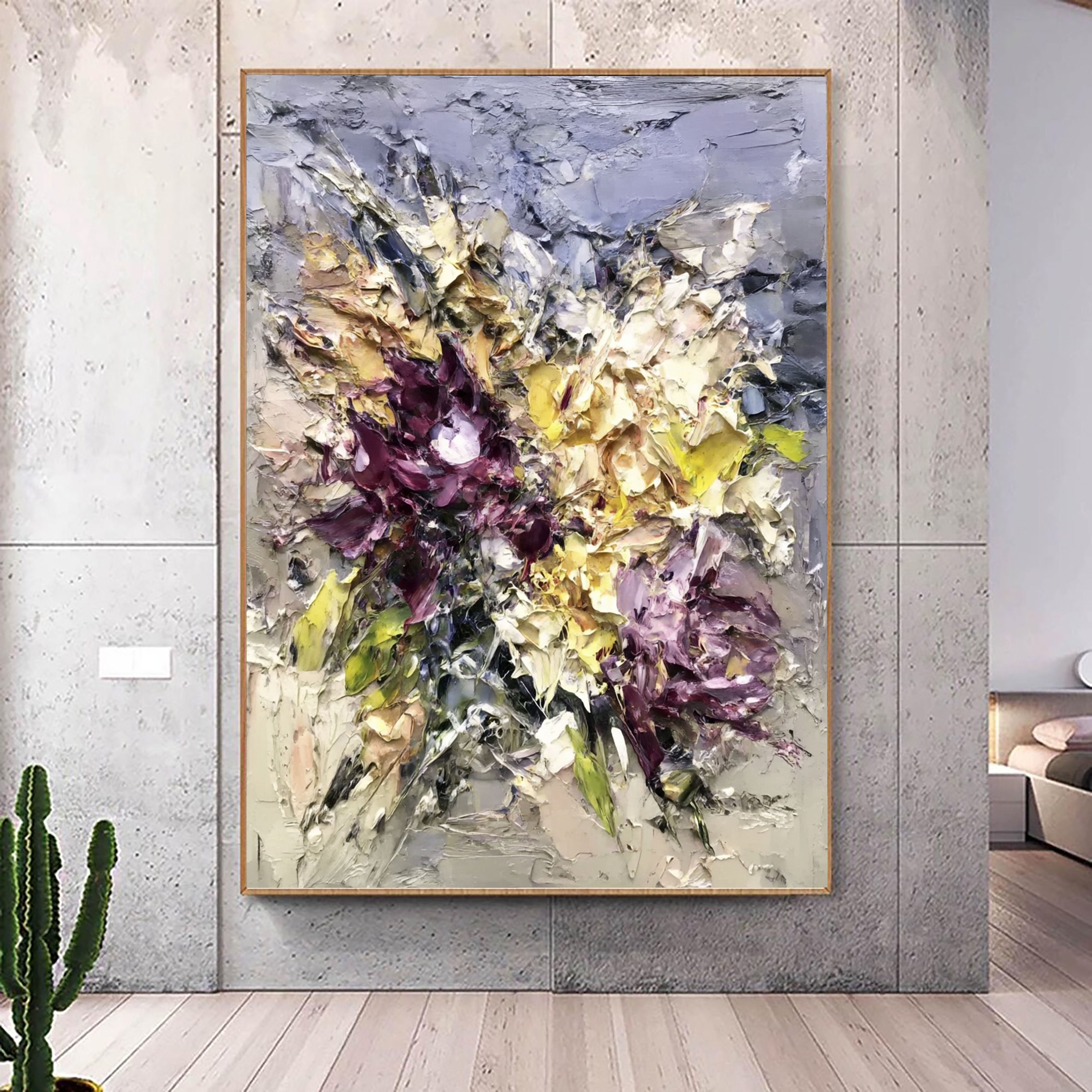 Textured Impasto Blooms | Plum Gold