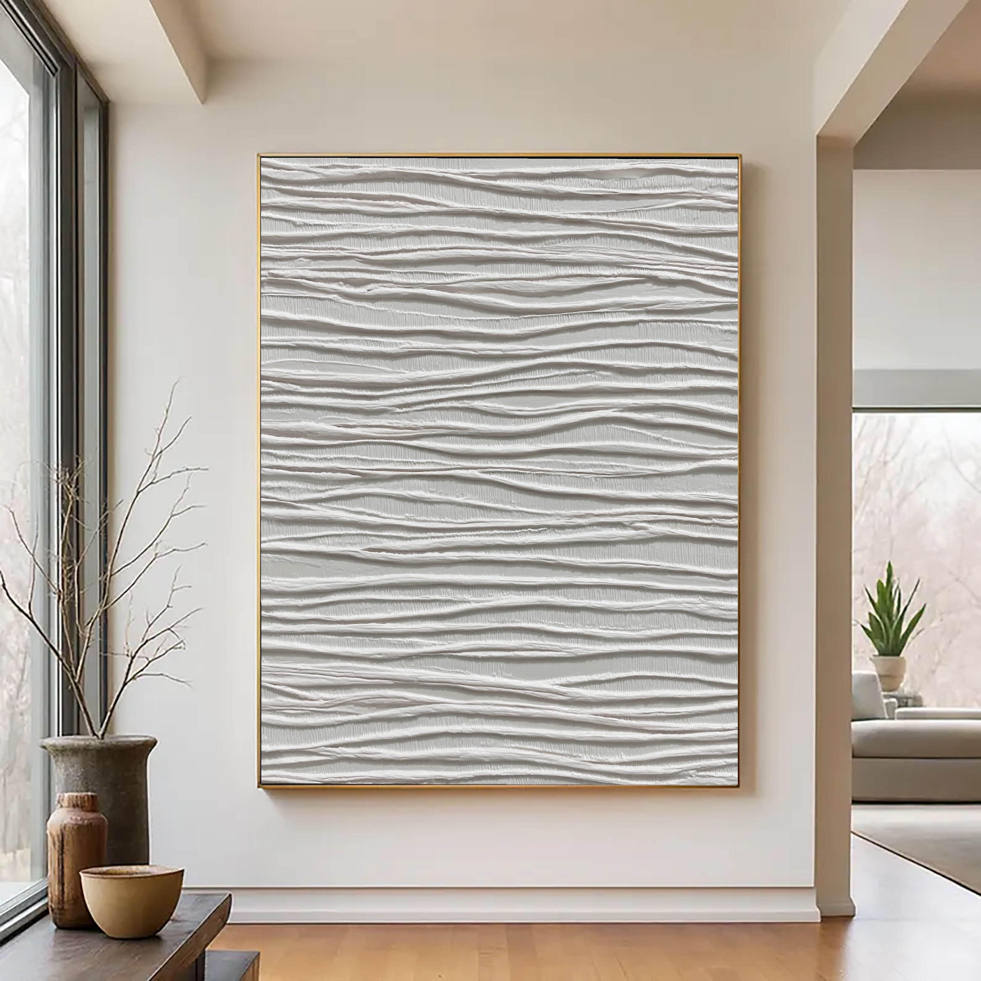 Textured Wavy Elegance | Ivory Ripples