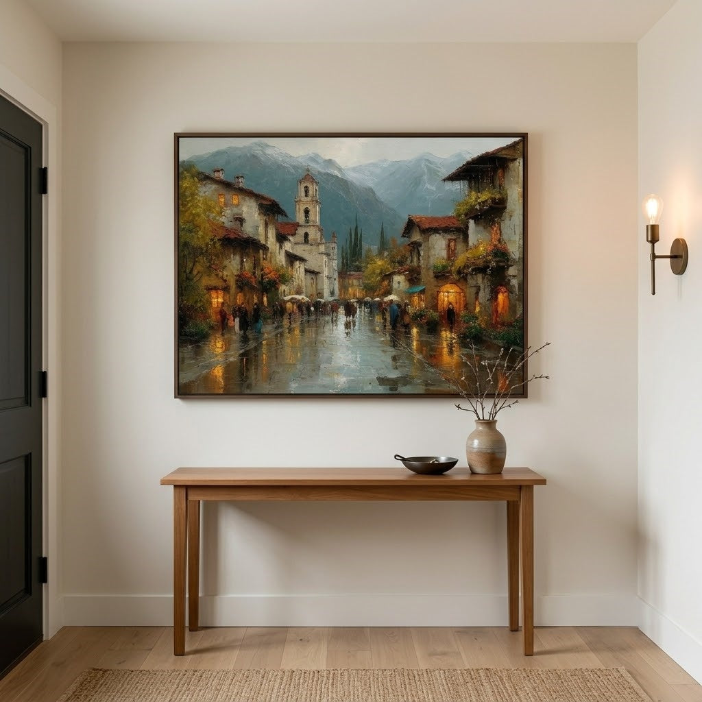 Impressionist Art | Mountain Rainy Boulevard