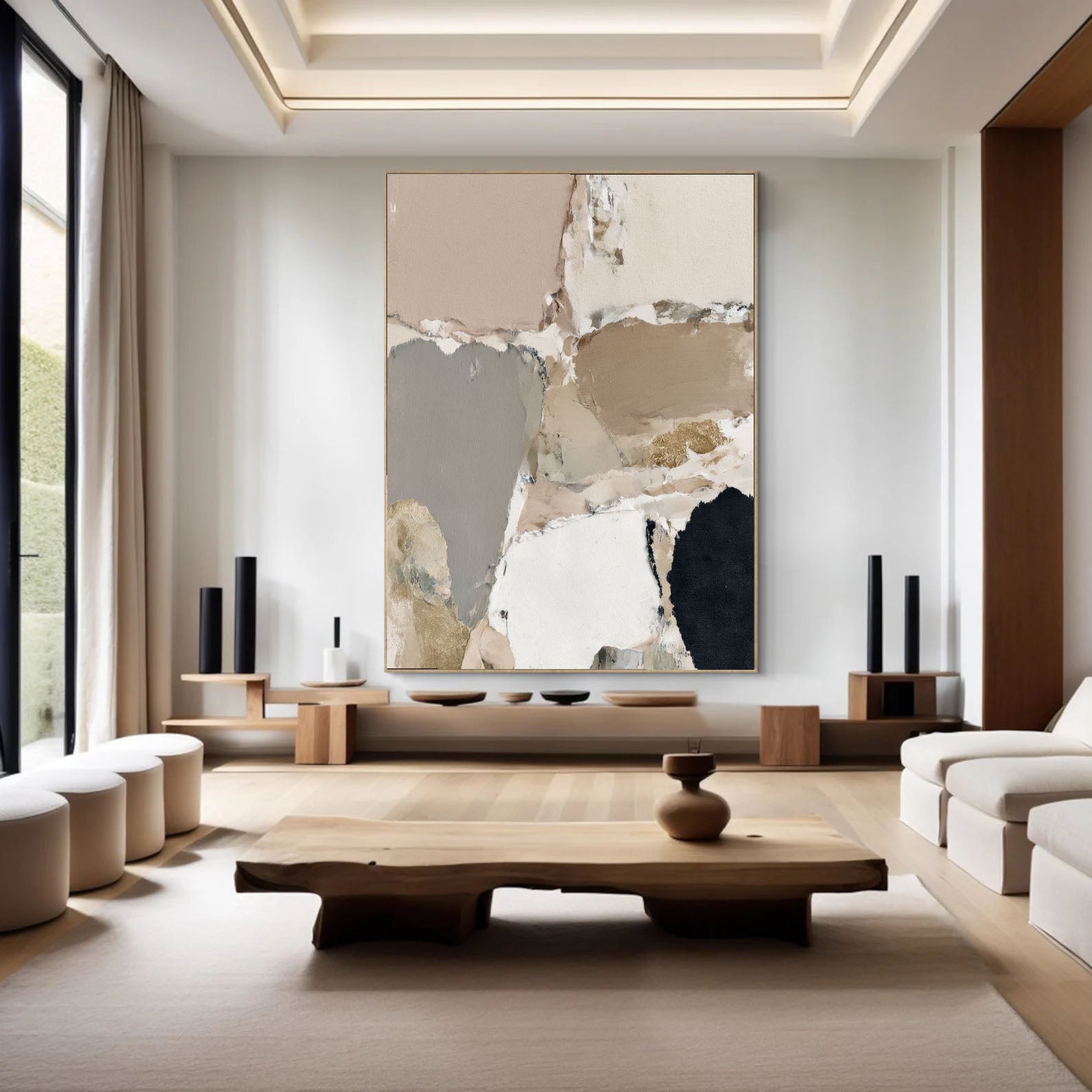 Textured Neutral Opulence | Gold Accent