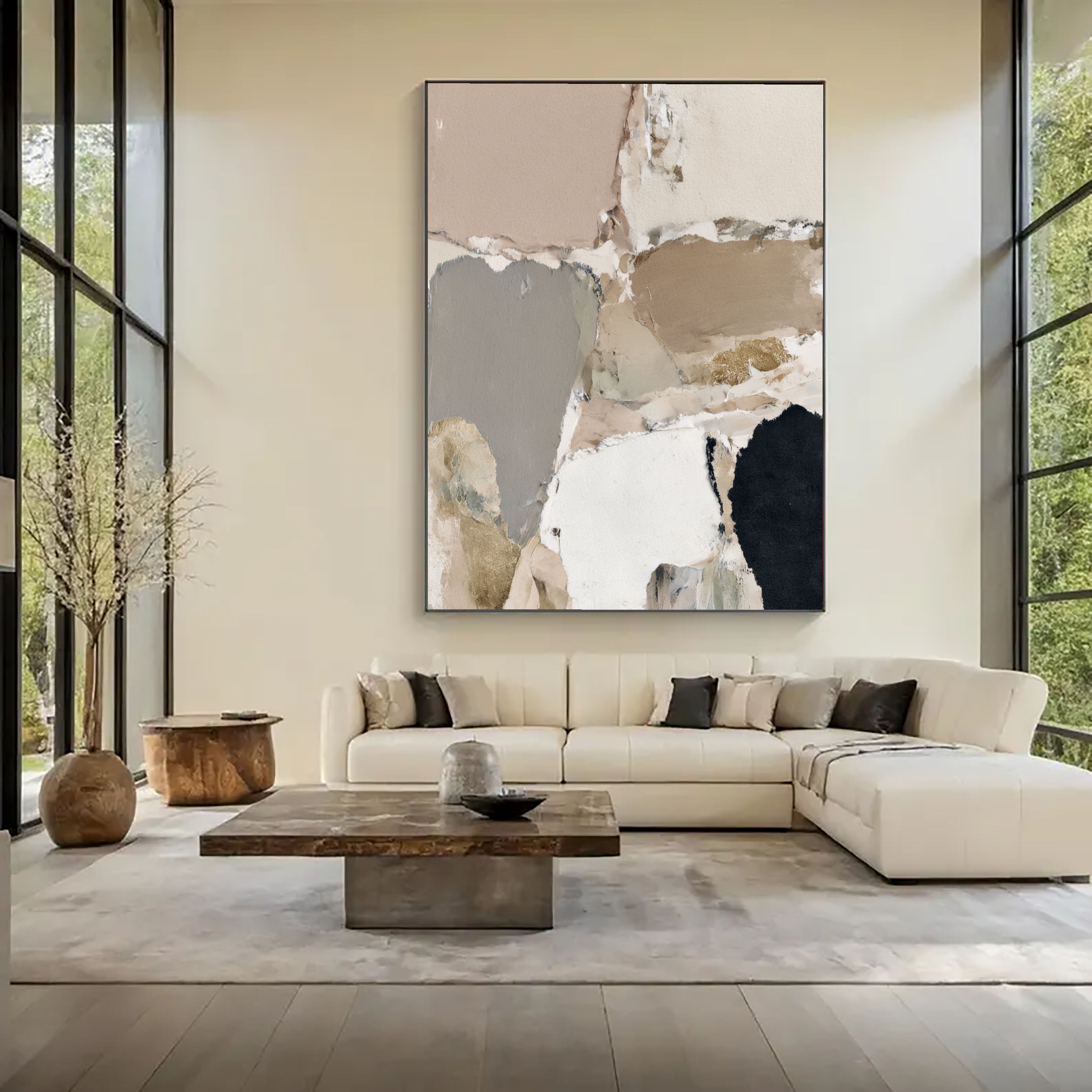 Textured Neutral Opulence | Gold Accent