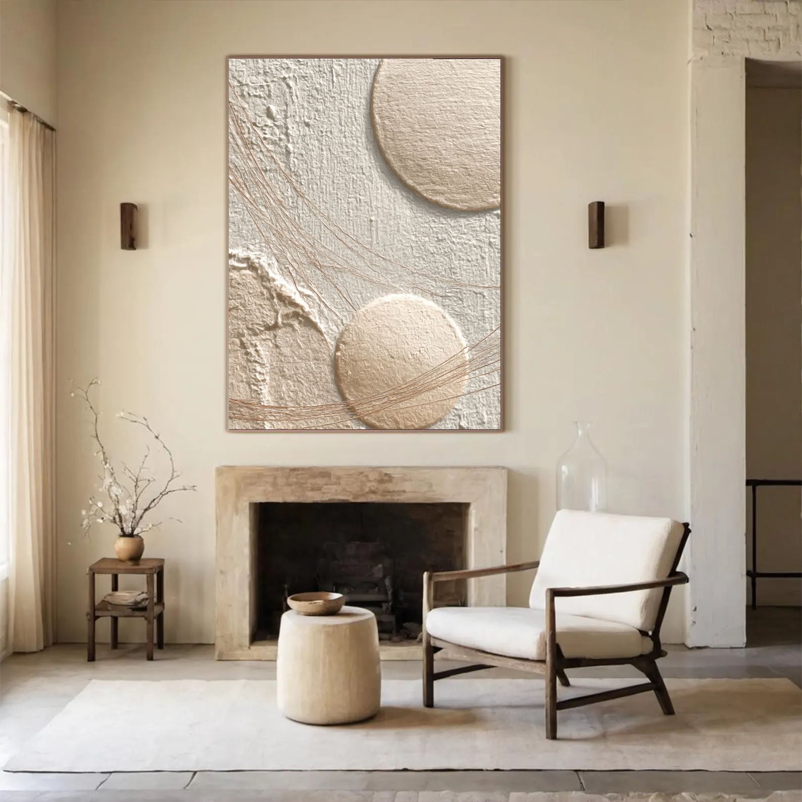 Textured Golden Minimalism | Beige Circle