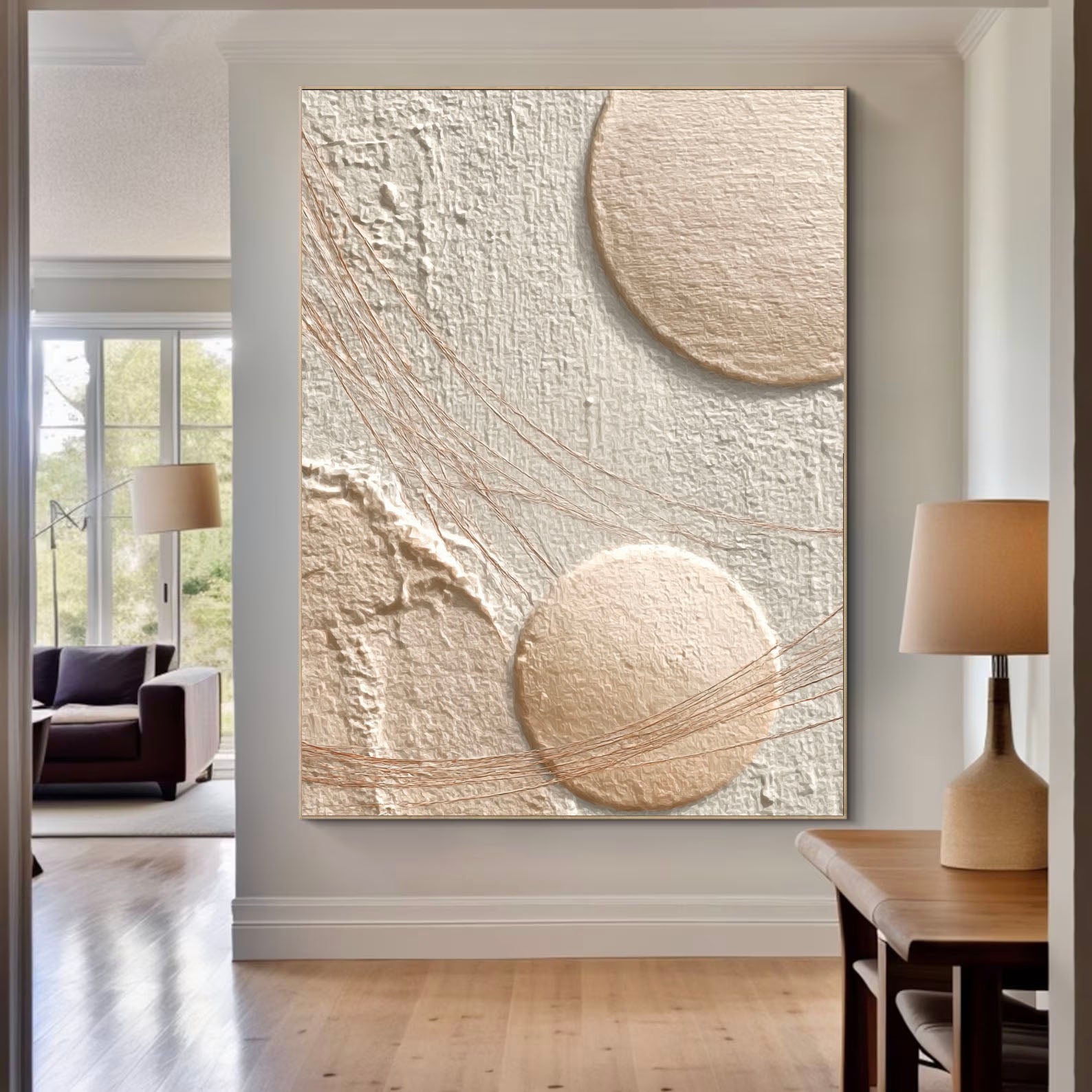 Textured Golden Minimalism | Beige Circle