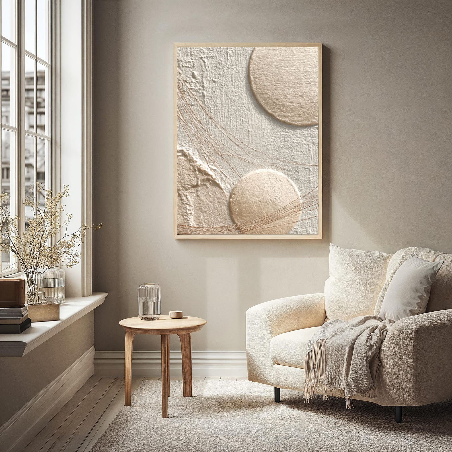 Textured Golden Minimalism | Beige Circle