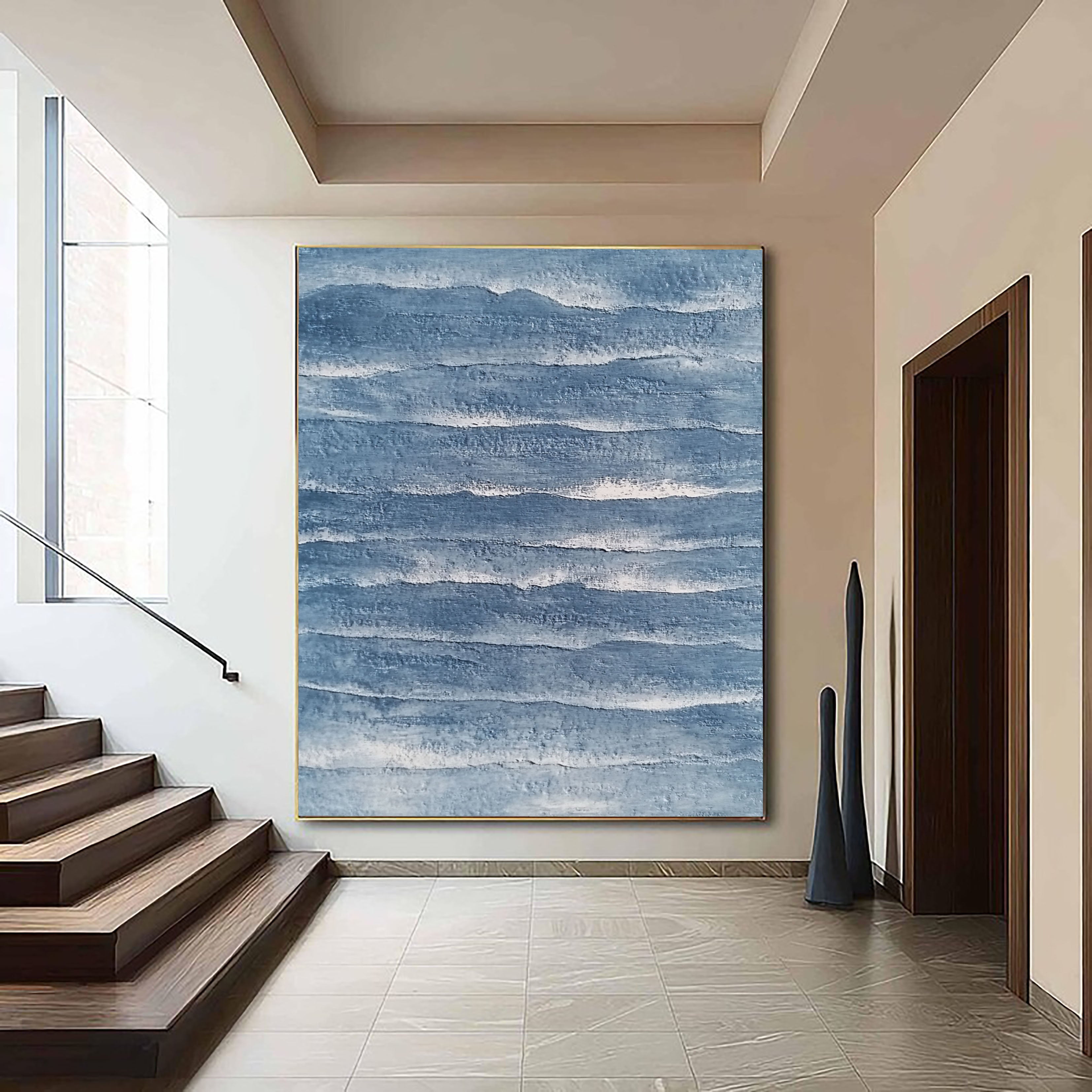 Textured Coastal Strata | Cerulean White