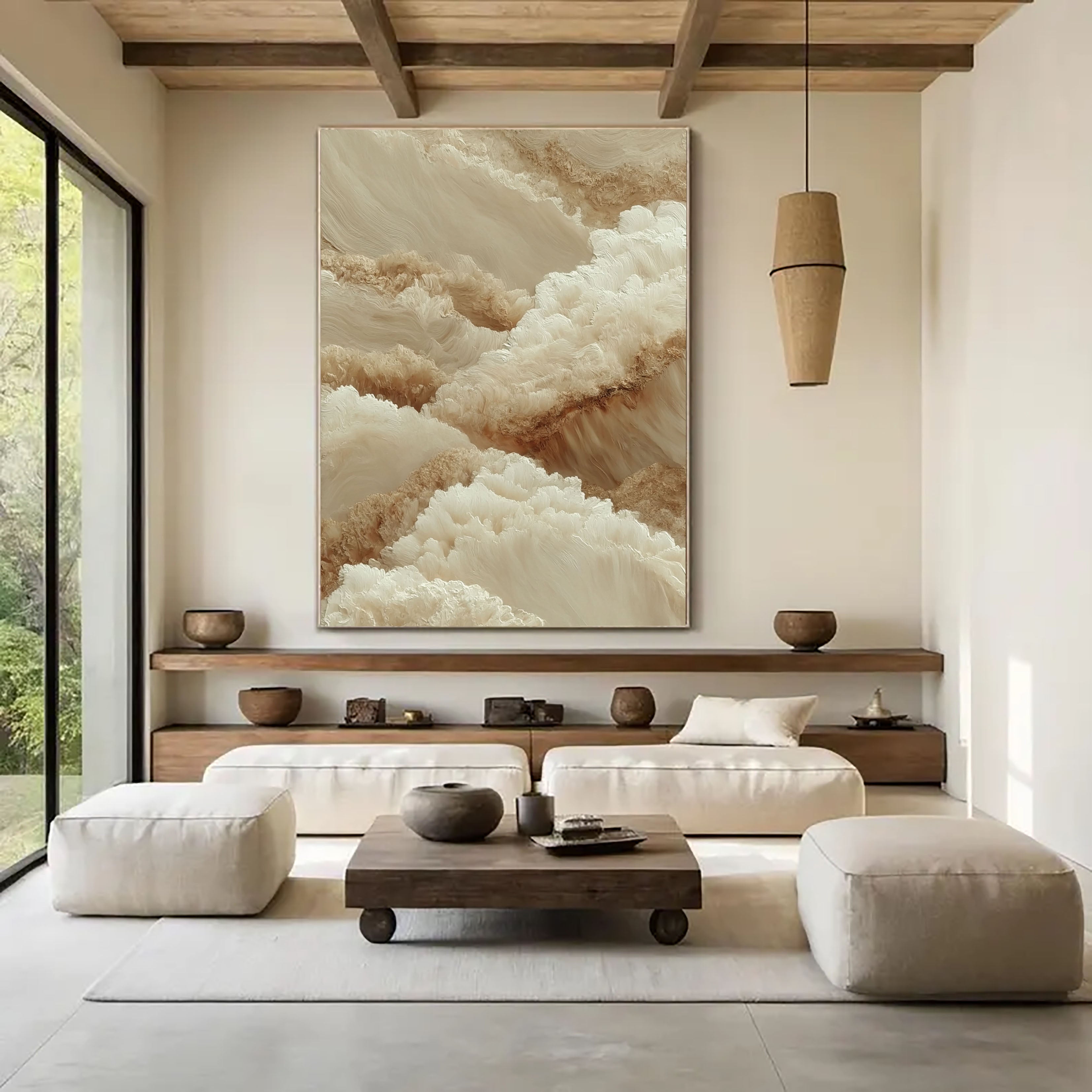 Textured Earthy Clouds | Beige Wave