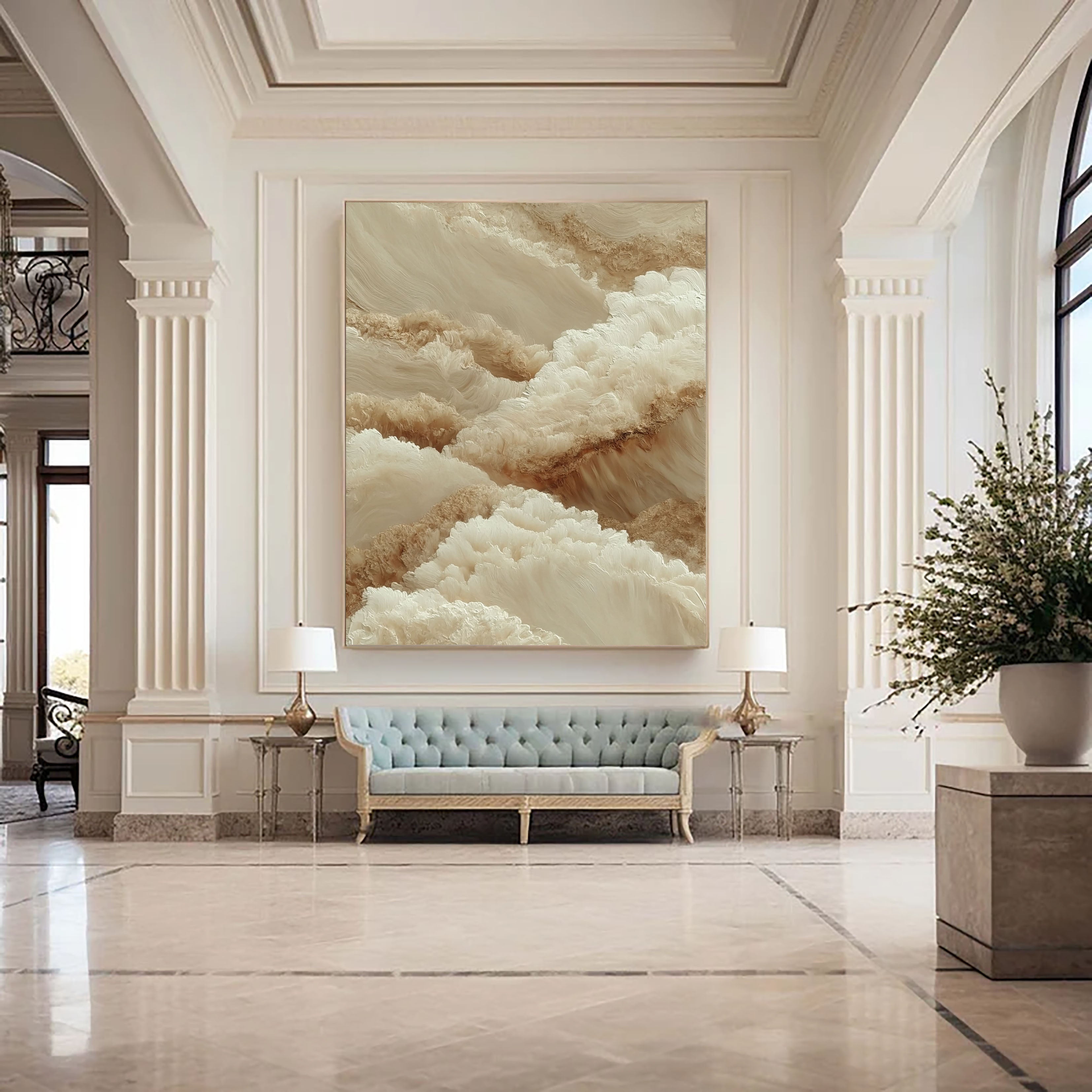 Textured Earthy Clouds | Beige Wave