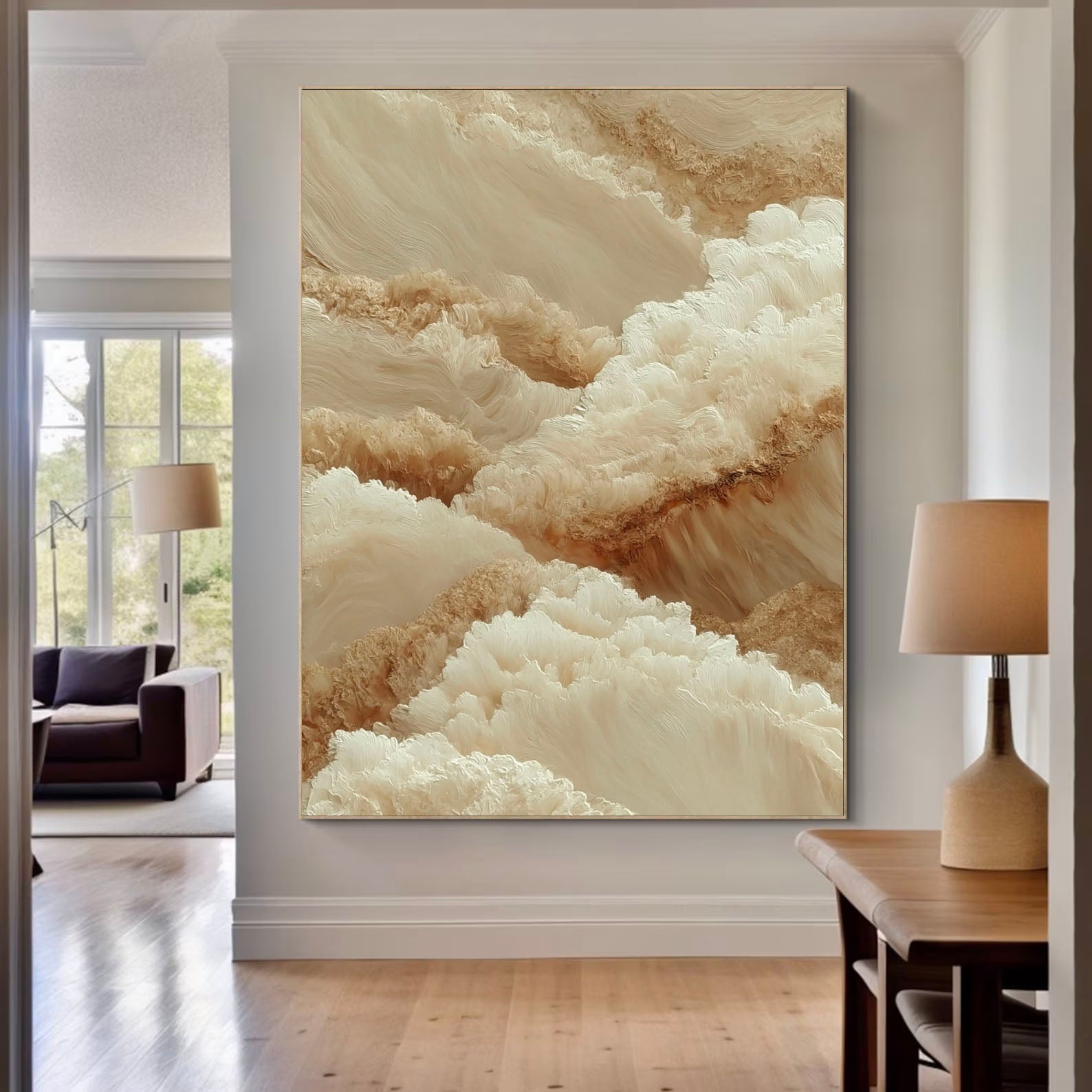 Textured Earthy Clouds | Beige Wave