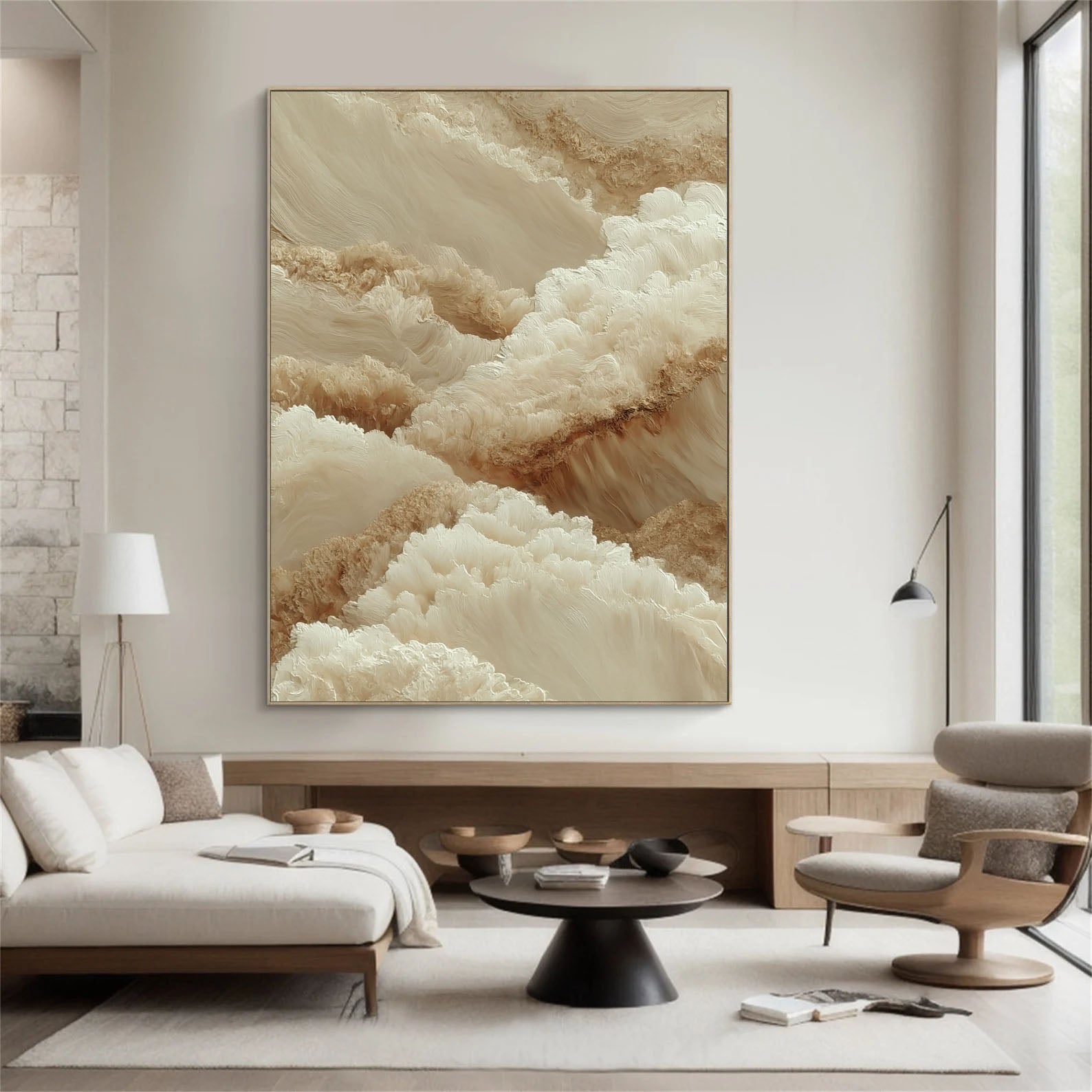Textured Earthy Clouds | Beige Wave