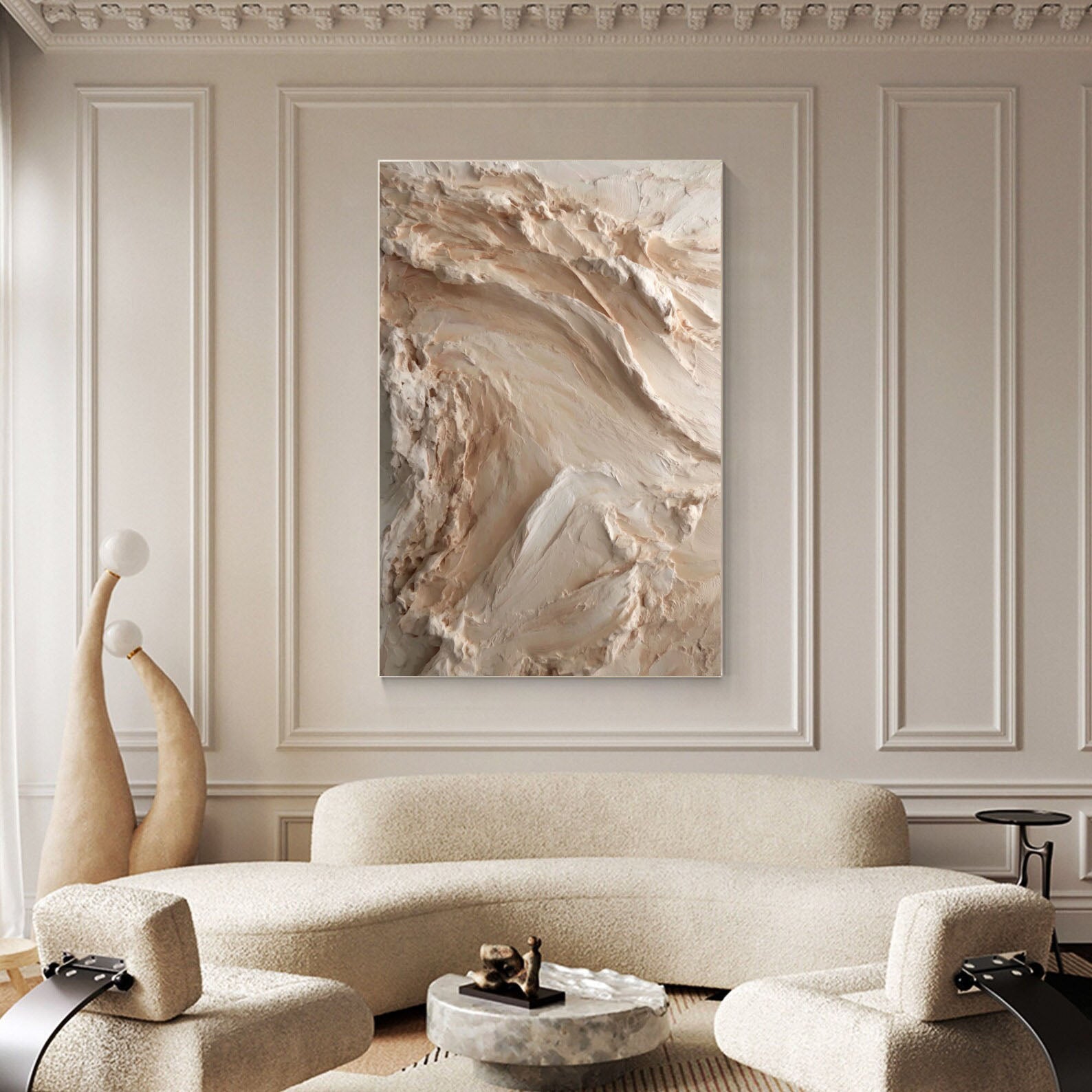 Textured Earthy Relief | Beige Wave