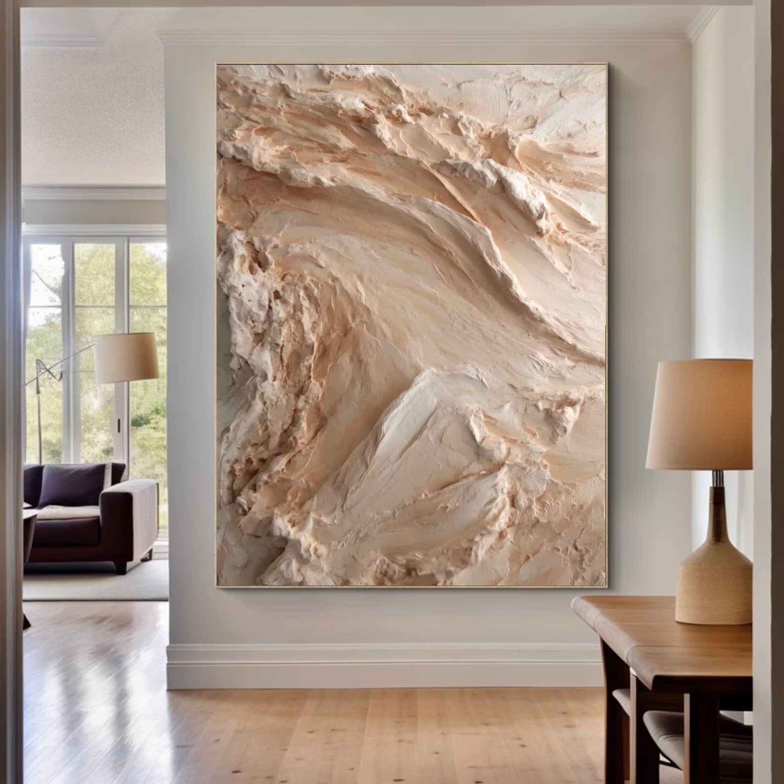Textured Earthy Relief | Beige Wave