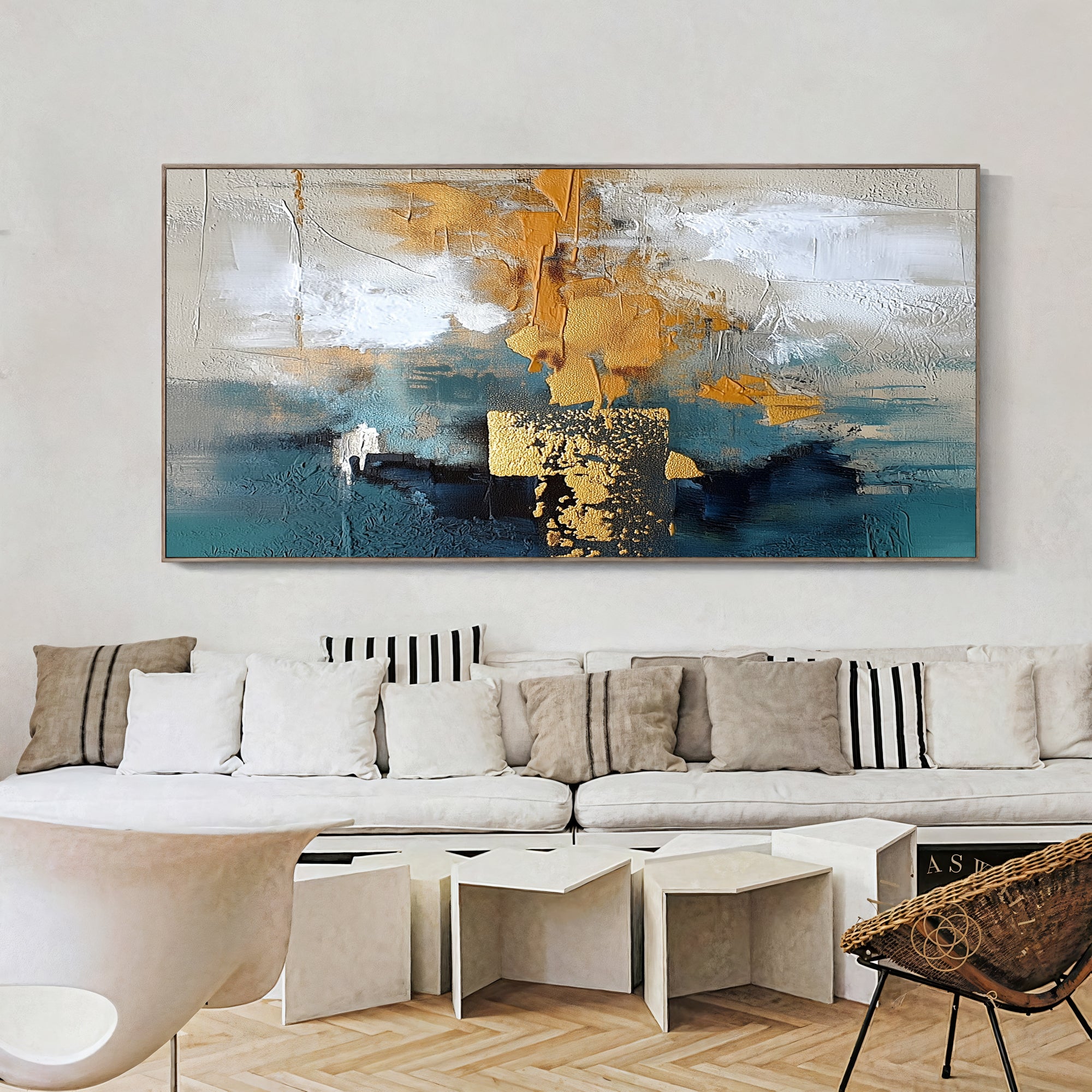 Textured Abstract Opulence | Blue Gold