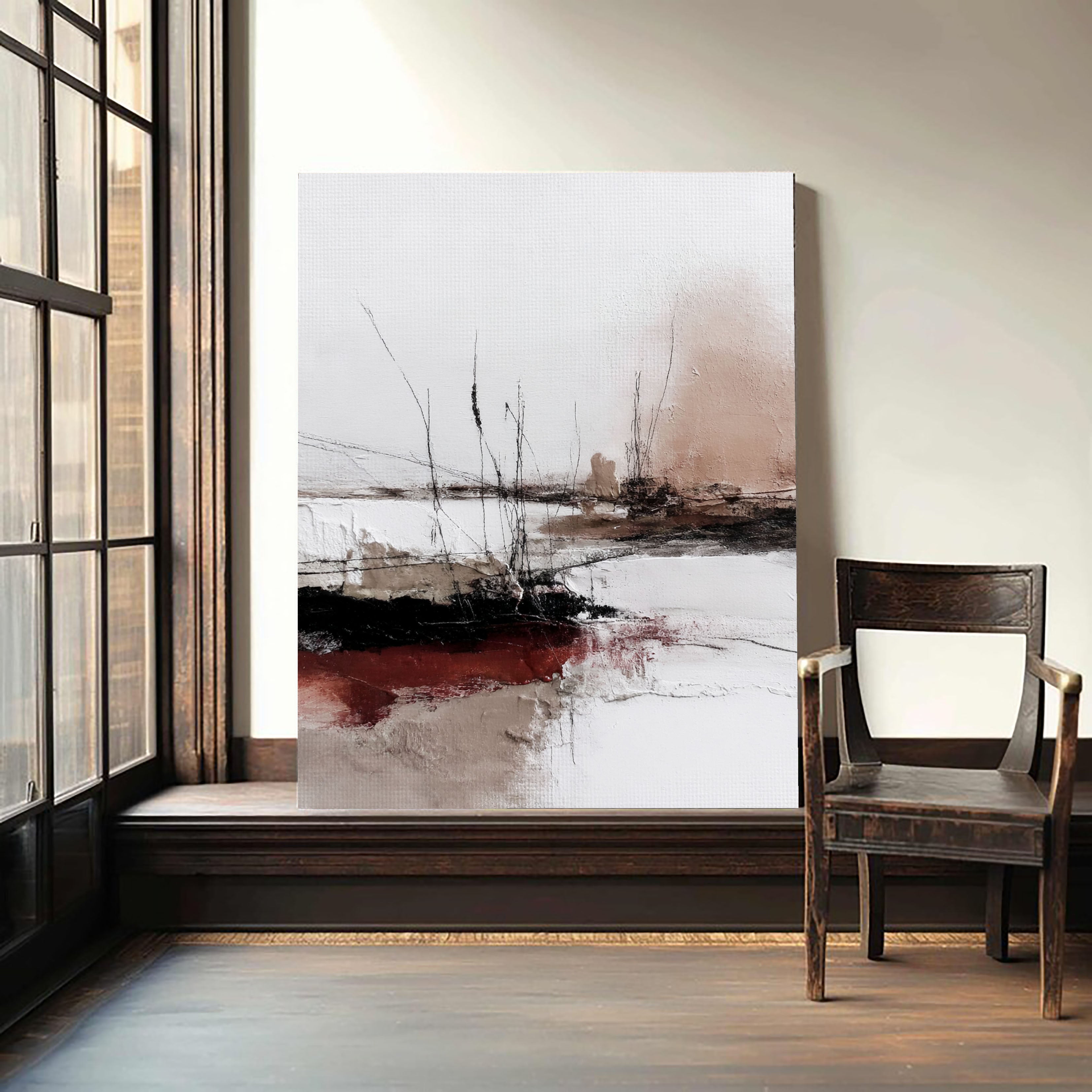 Textured Reeds Shoreline | Blush Crimson